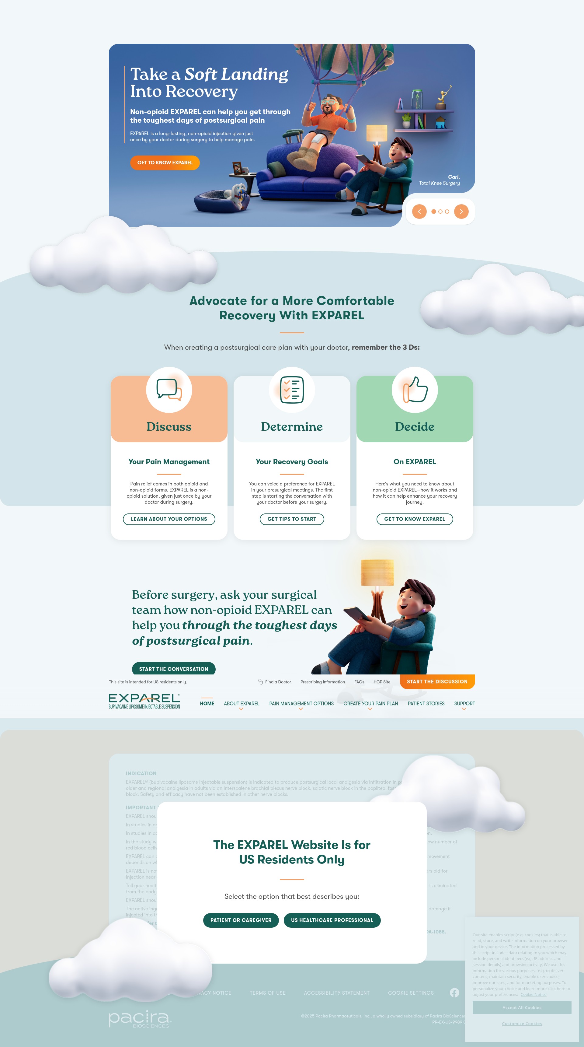 Screenshot of www.exparel.com