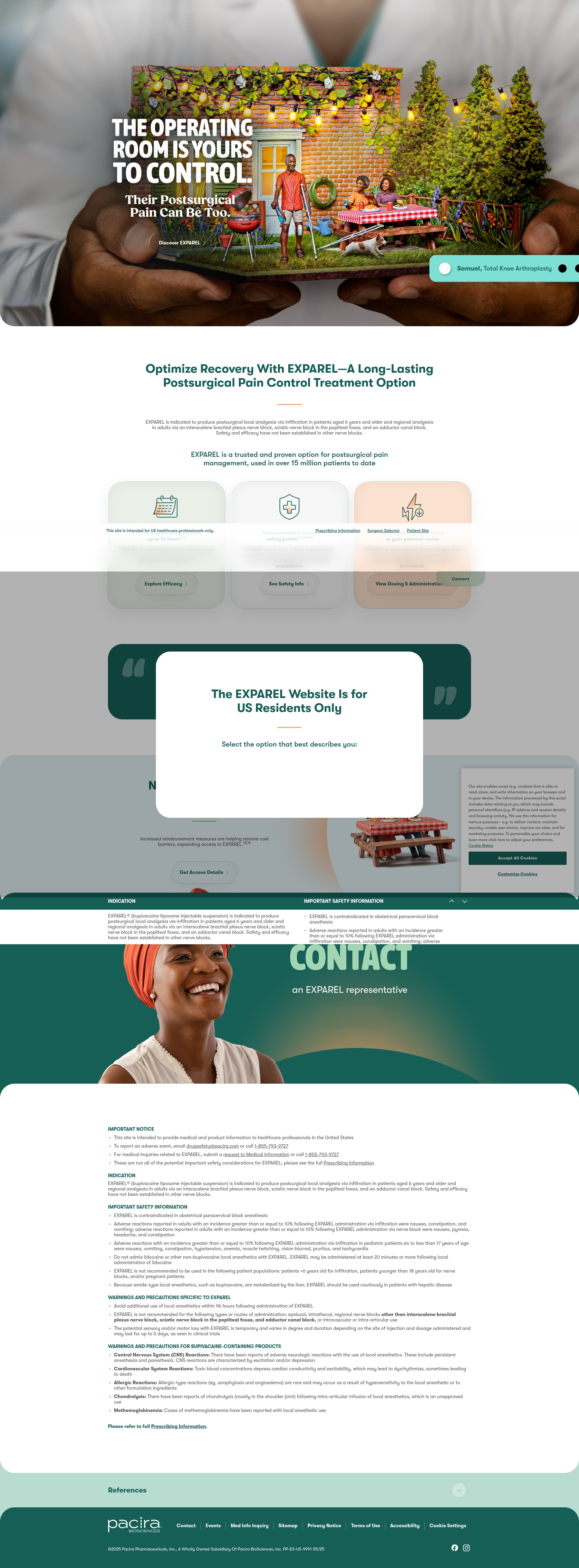 Screenshot of www.exparelpro.com