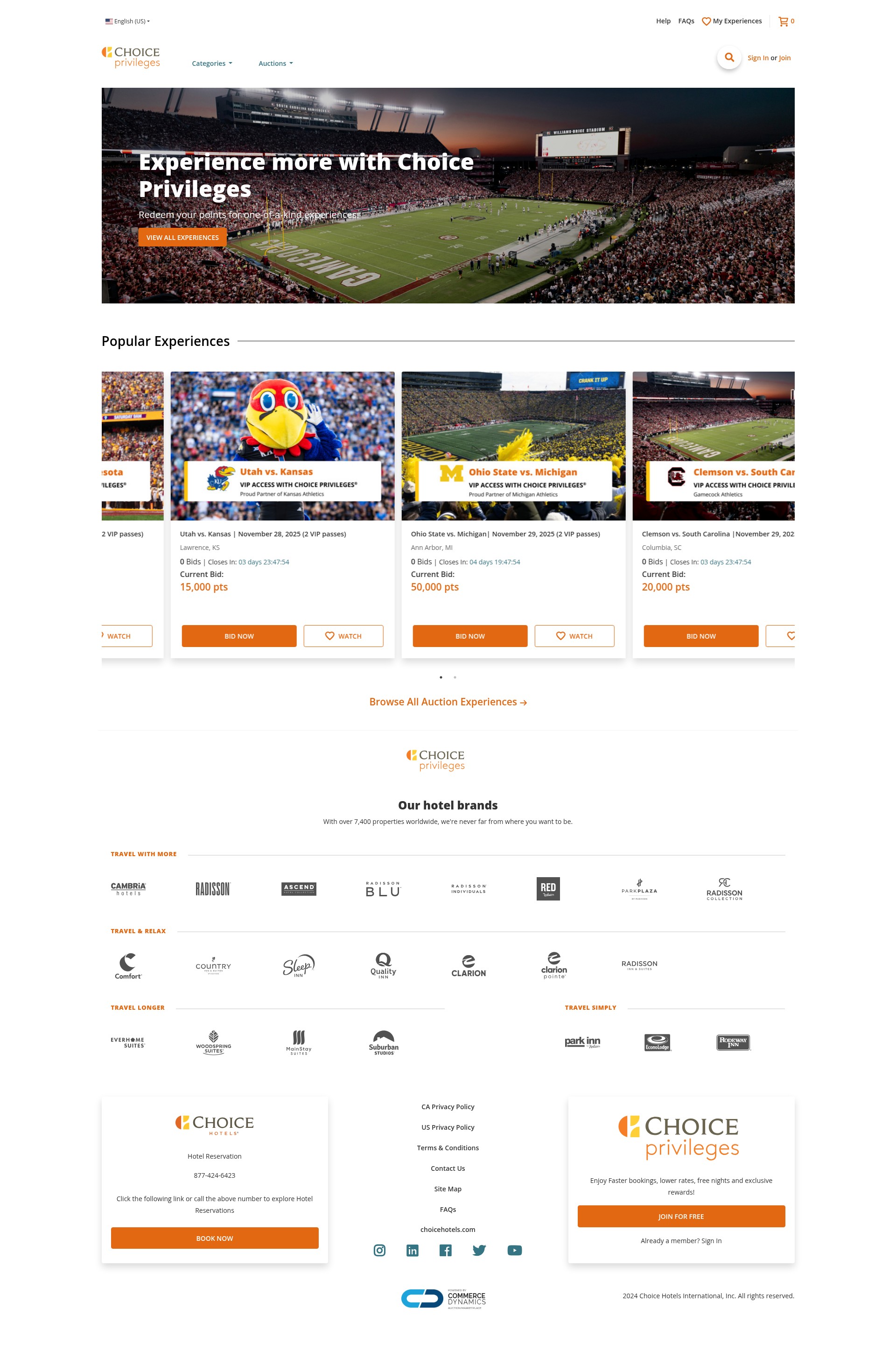 Screenshot of www.experiencesbychoice.com