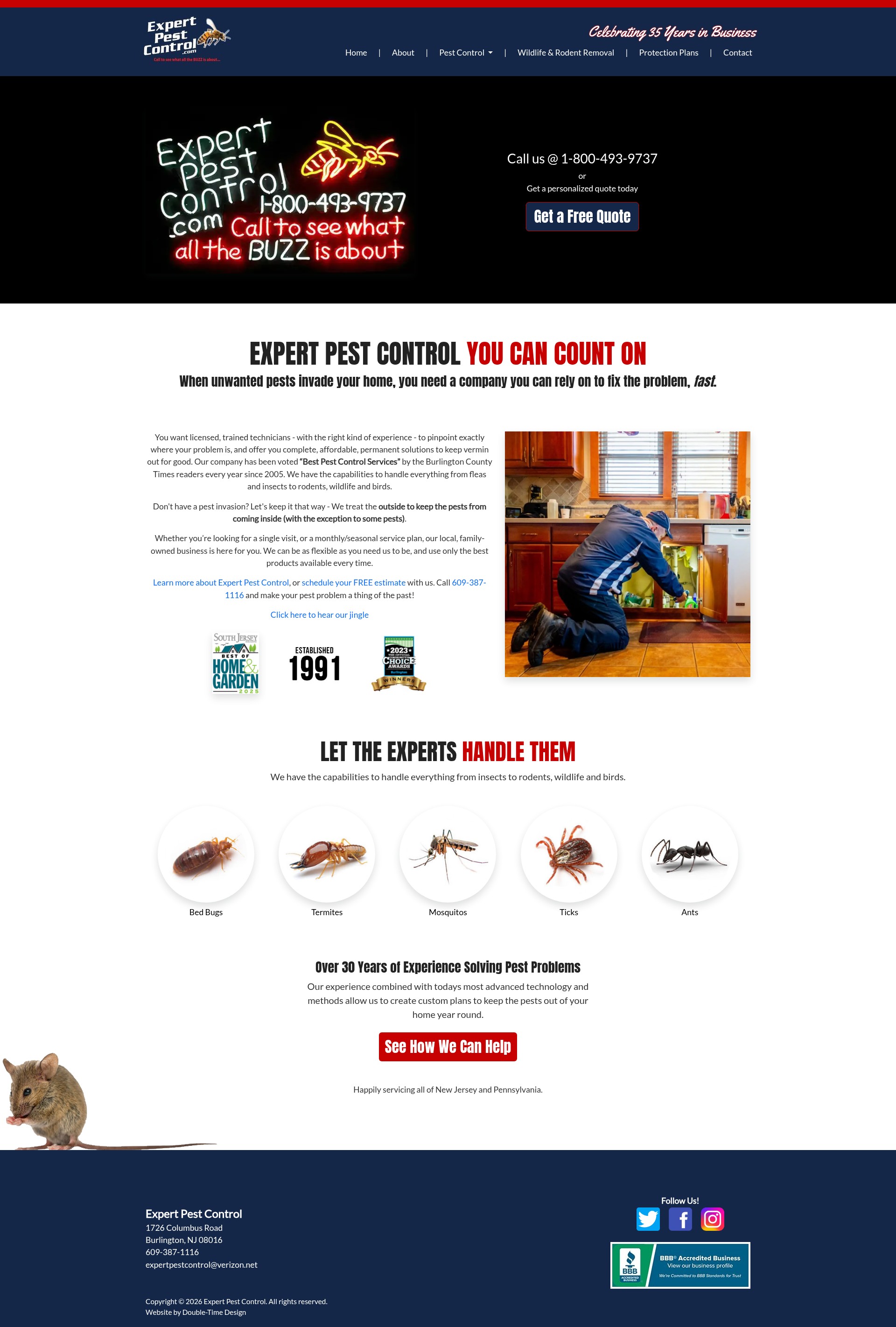 Screenshot of www.expertpestcontrol.com
