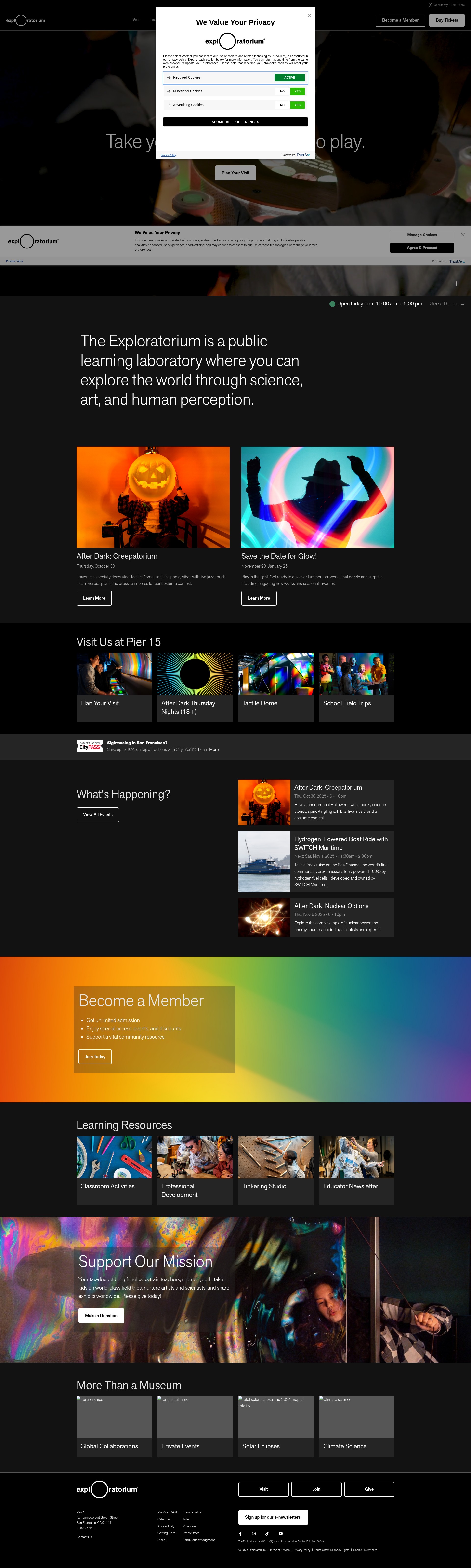 Screenshot of www.exploratorium.edu