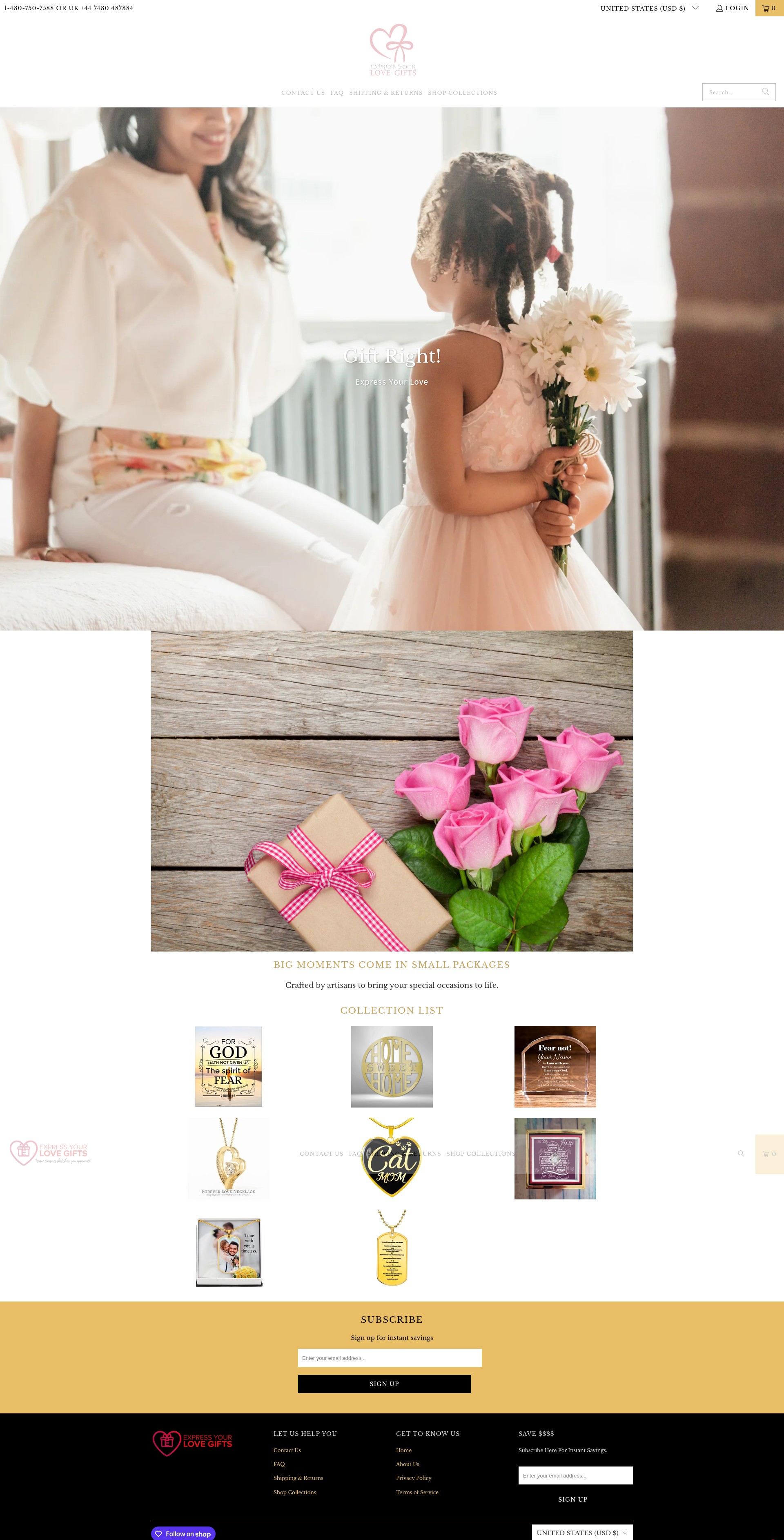 Screenshot of www.expressyourlovegifts.com
