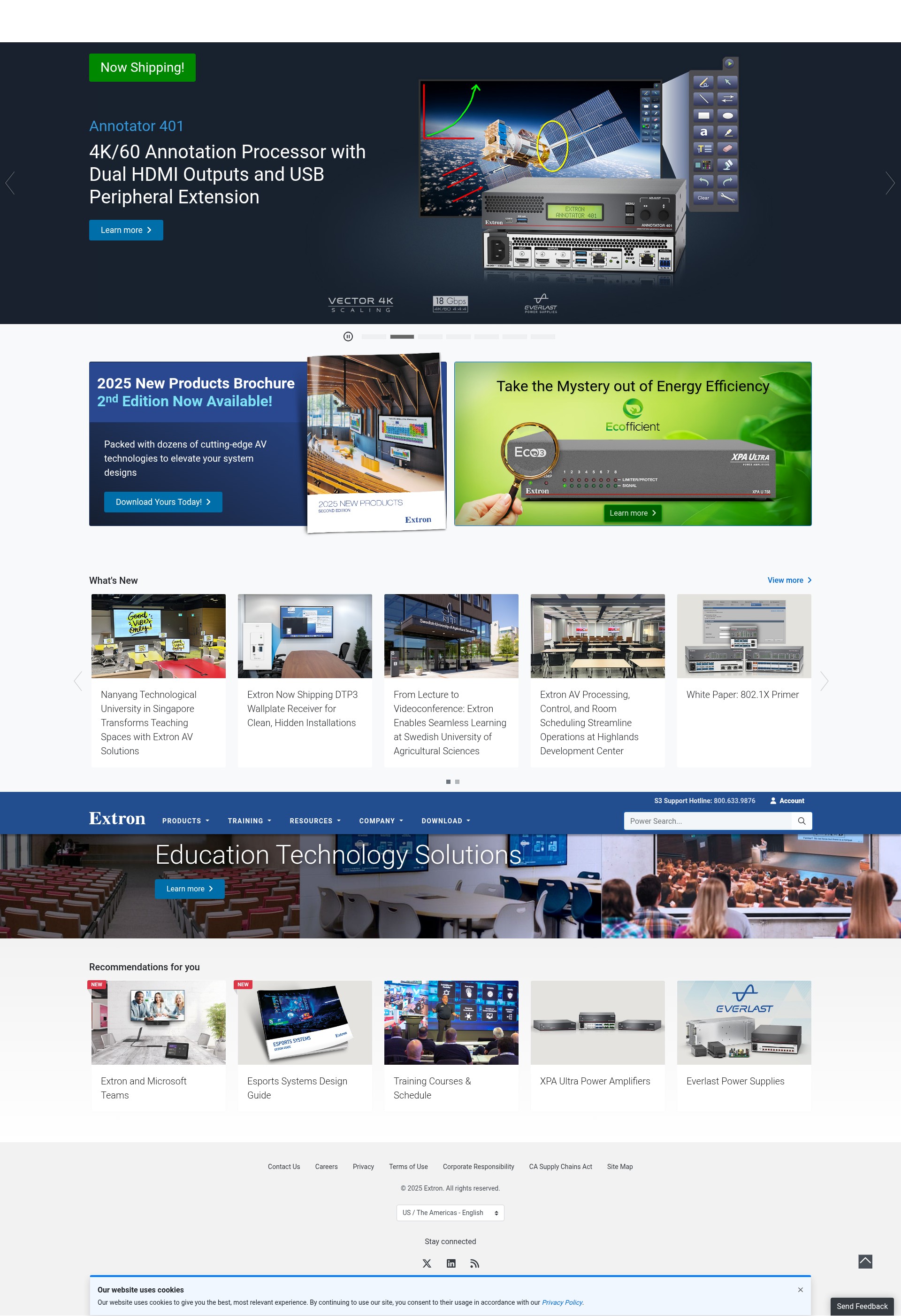 Screenshot of www.extron.com