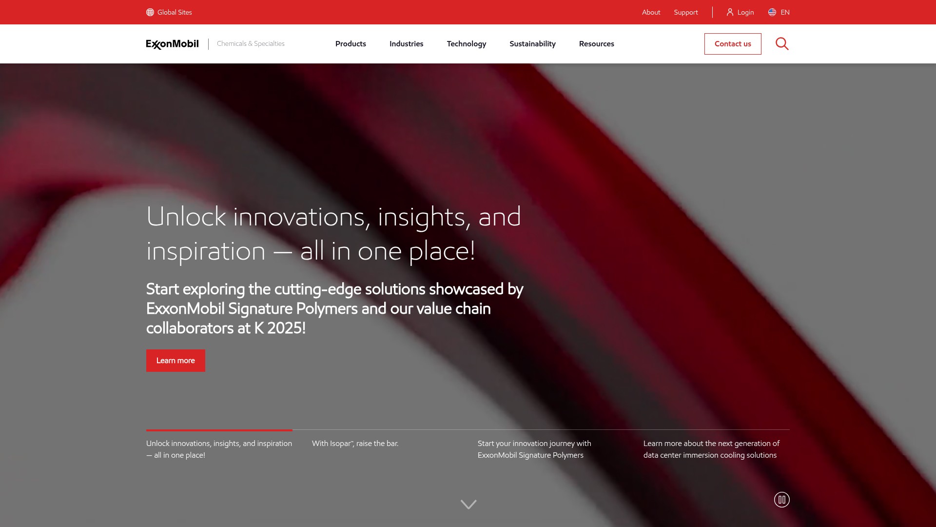 Screenshot of www.exxonmobilchemical.com