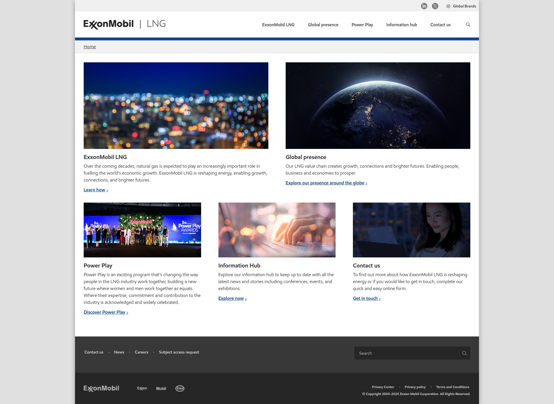 Screenshot of www.exxonmobillng.com