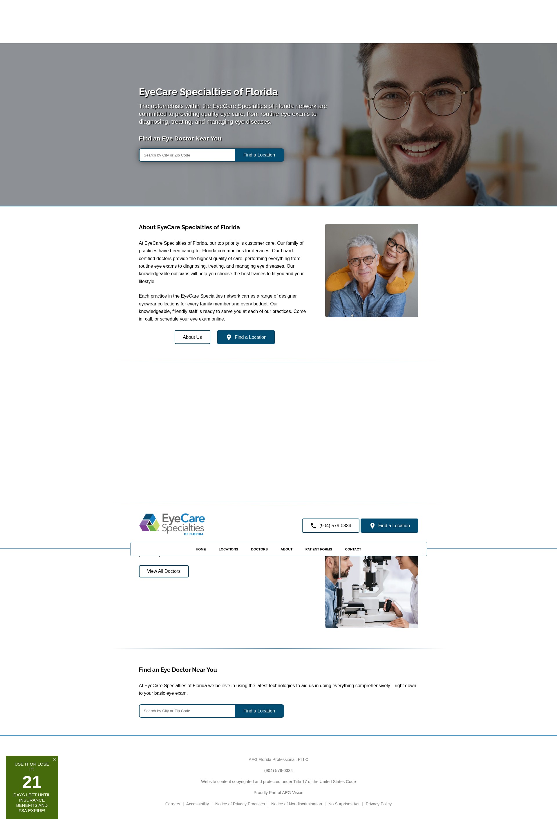 Screenshot of www.eyecarespecialtiesfl.com