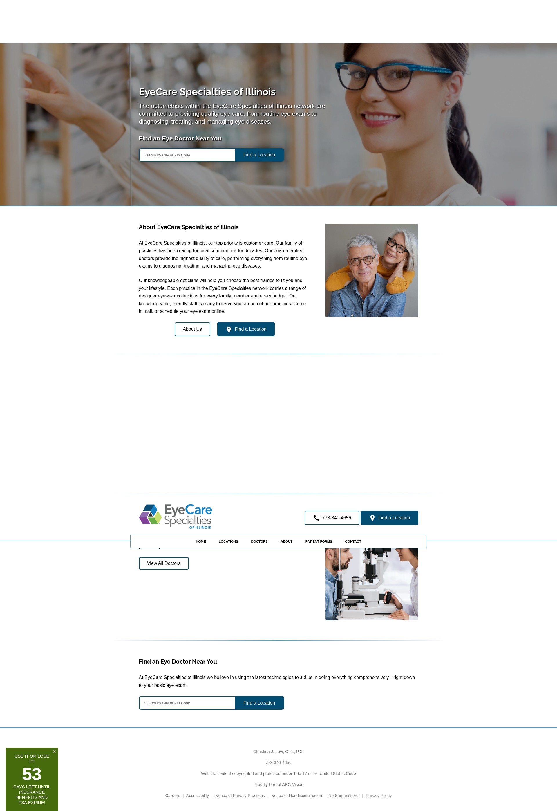 Screenshot of www.eyecarespecialtiesil.com