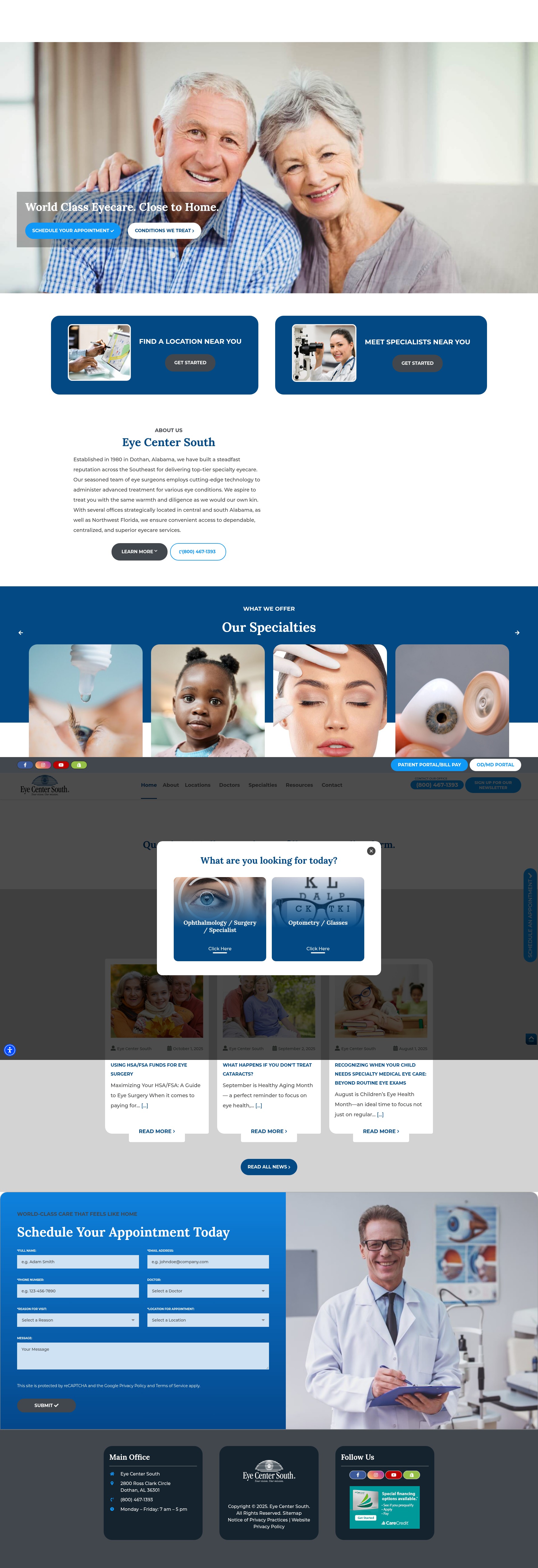 Screenshot of www.eyecentersouth.net