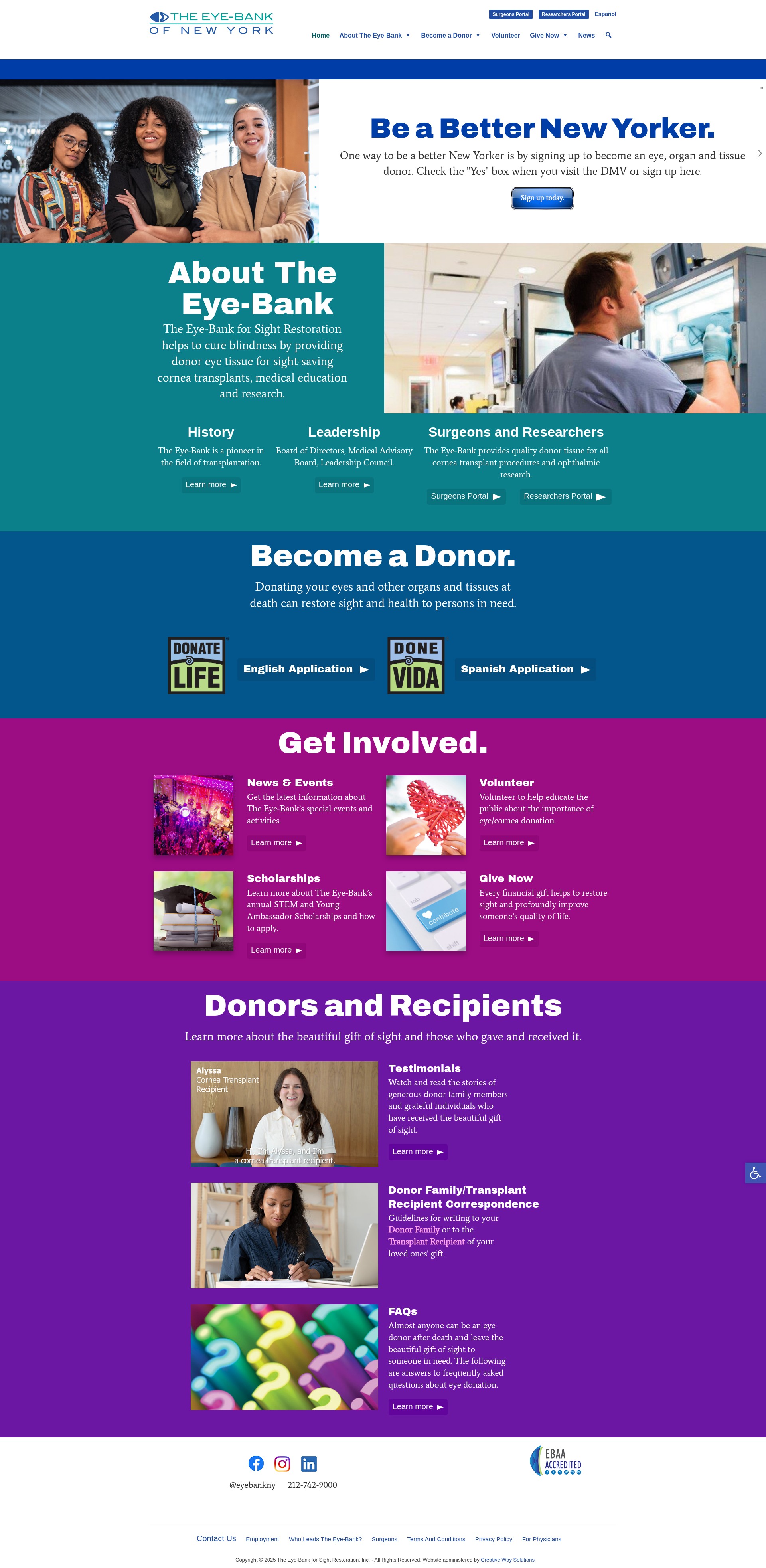Screenshot of www.eyedonation.org