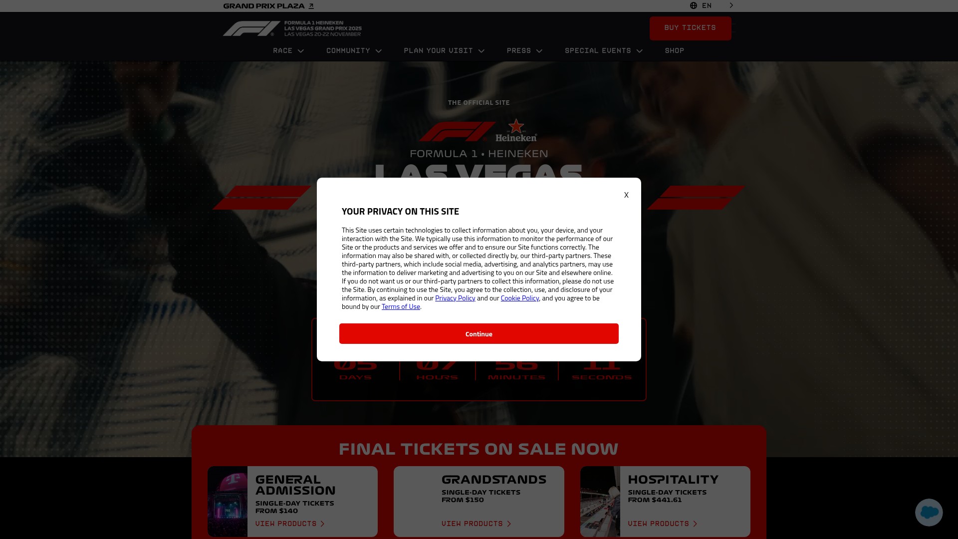Screenshot of www.f1lasvegasgp.com