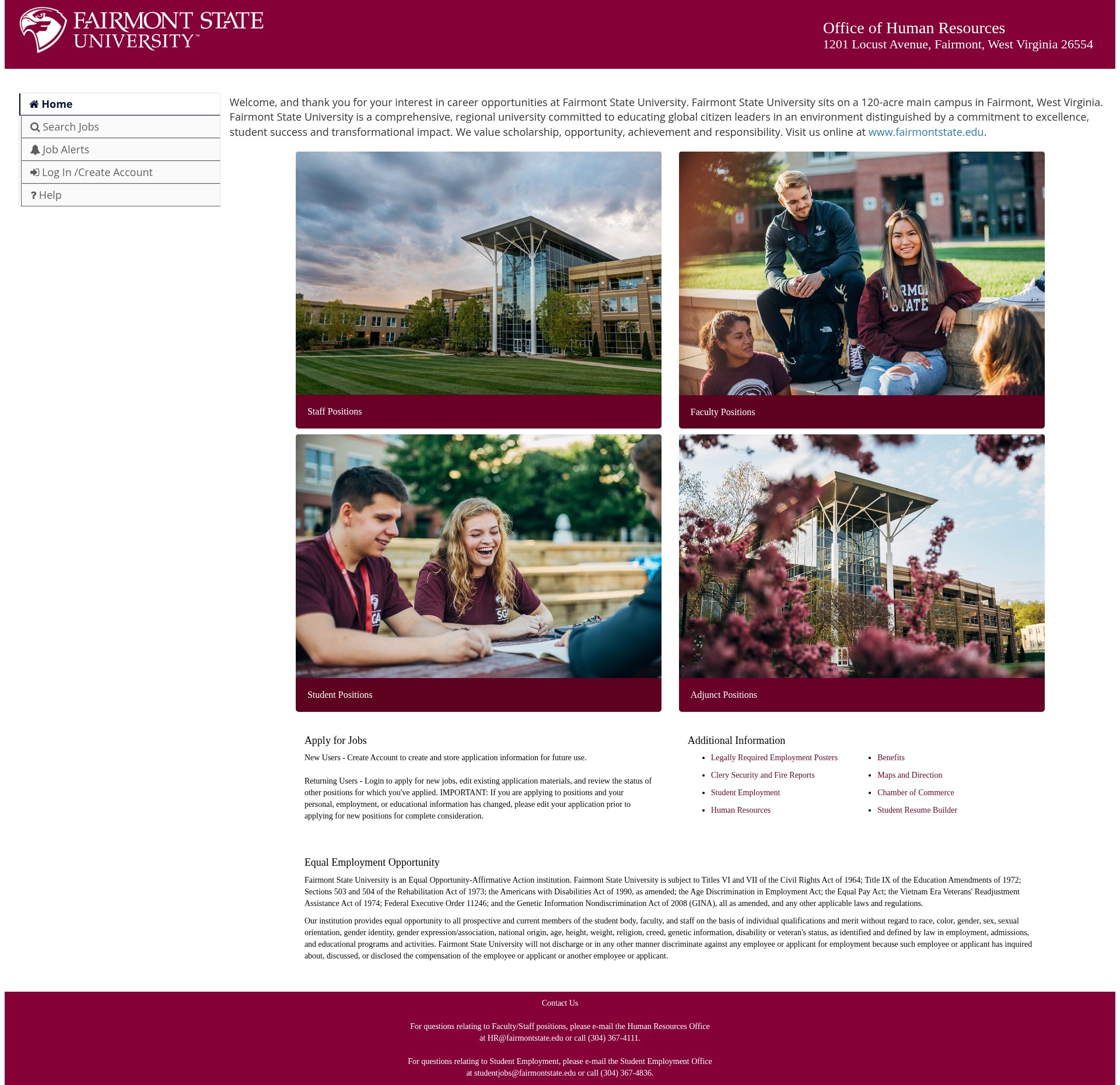 Screenshot of www.fairmontstatejobs.com