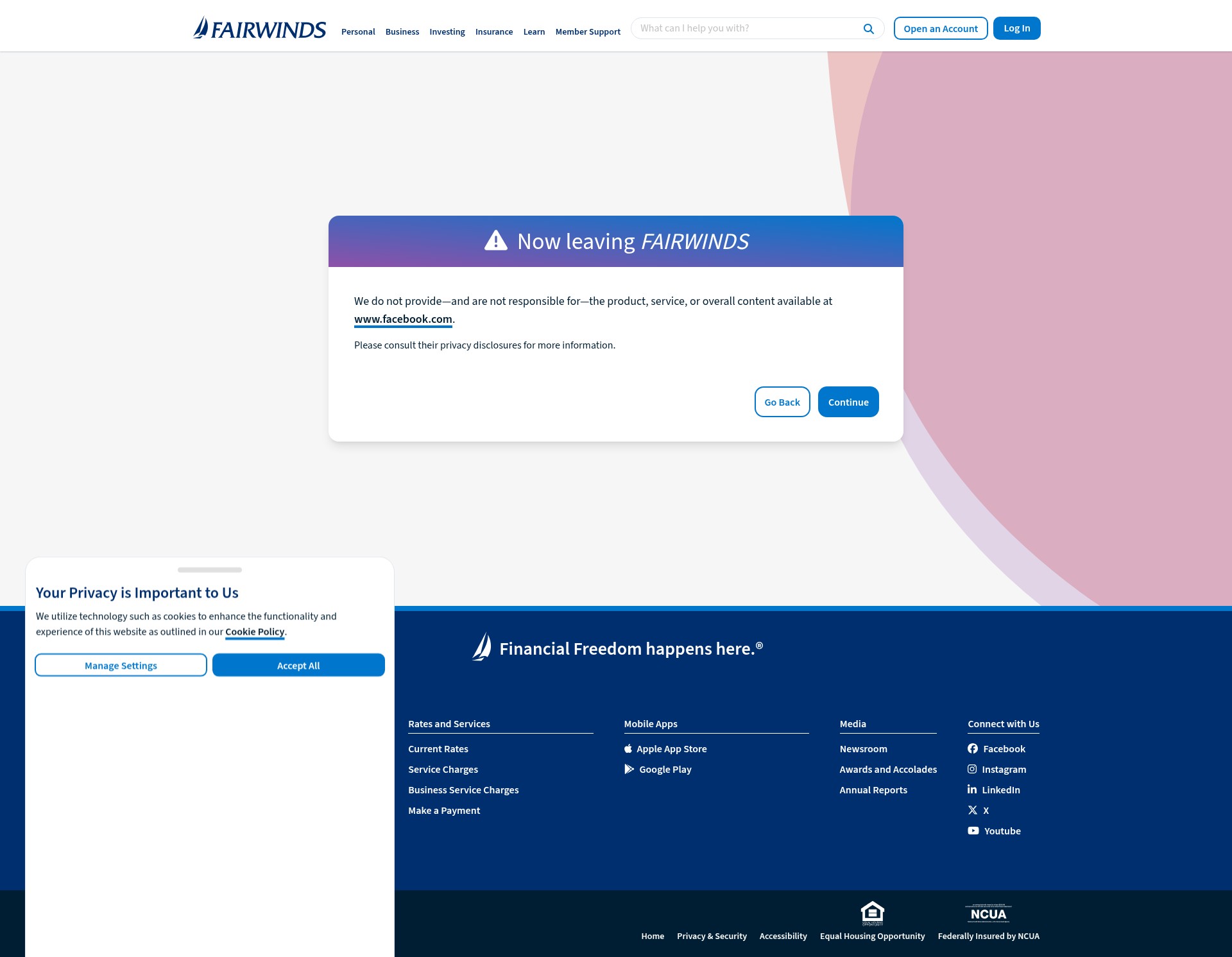 Screenshot of www.fairwinds.org