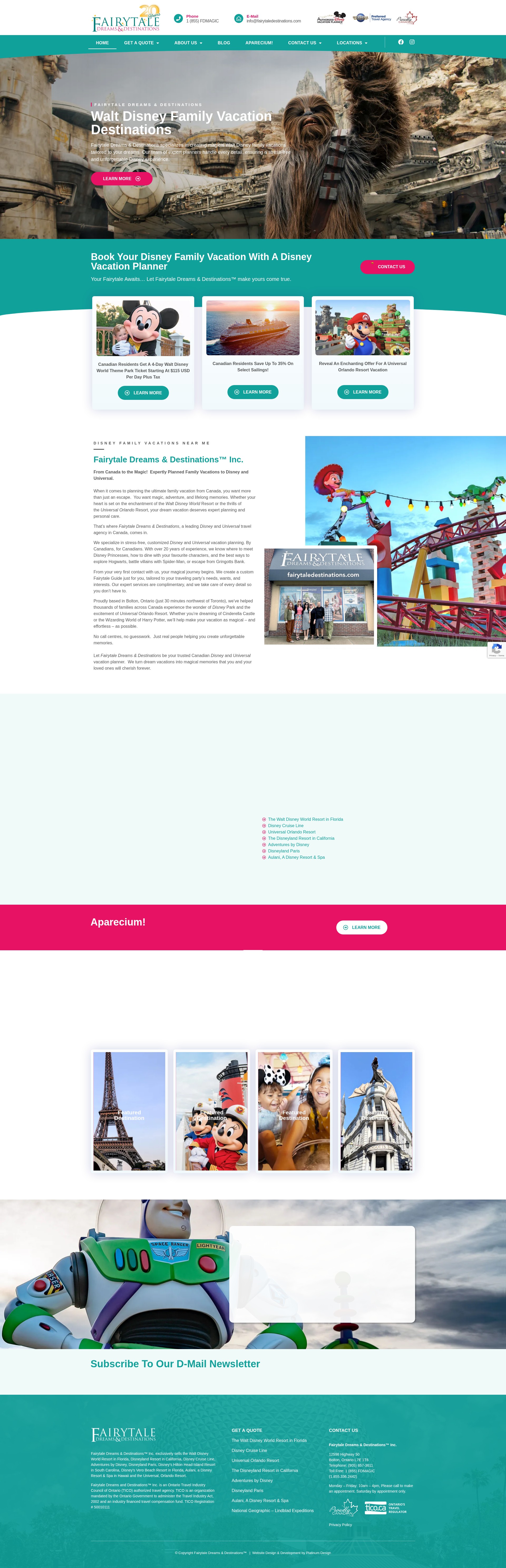 Screenshot of www.fairytaledestinations.com