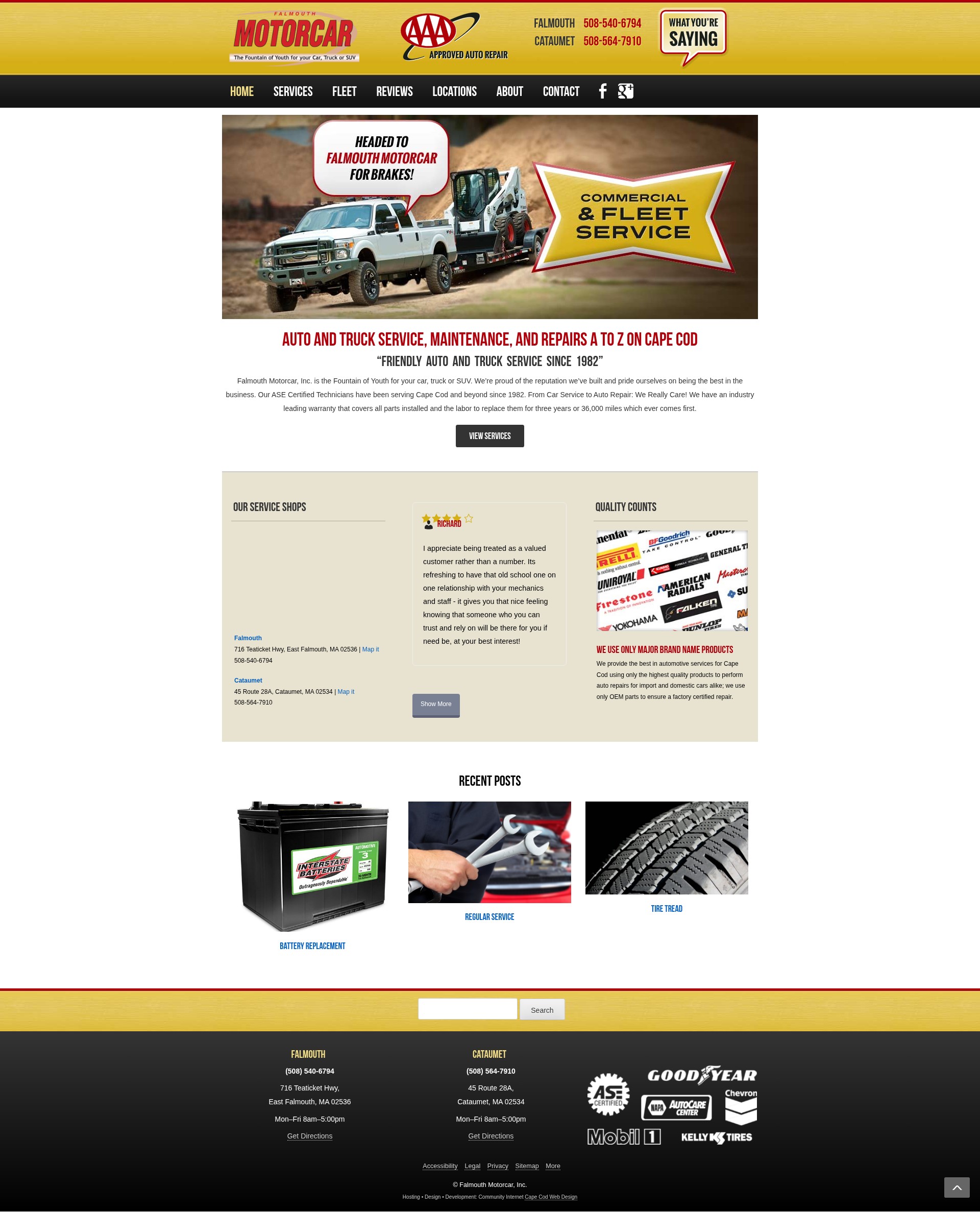 Screenshot of www.falmouthmotorcar.com