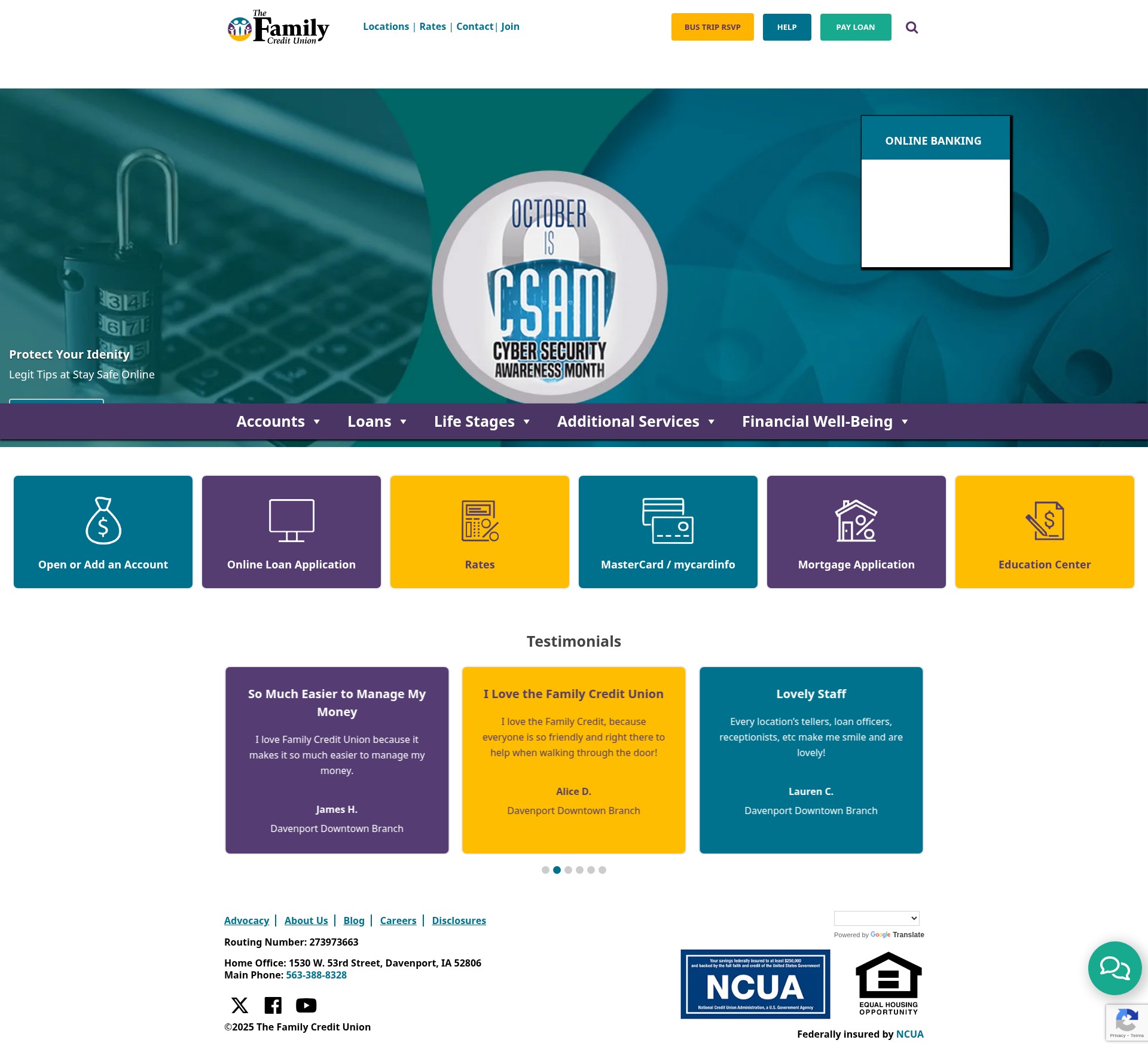 Screenshot of www.familycu.com