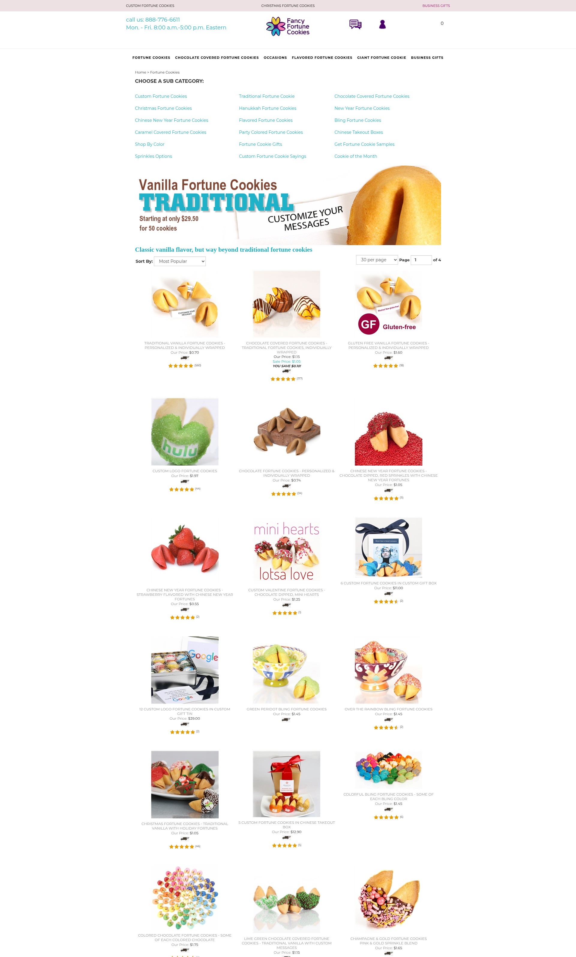 Screenshot of www.fancyfortunecookies.com