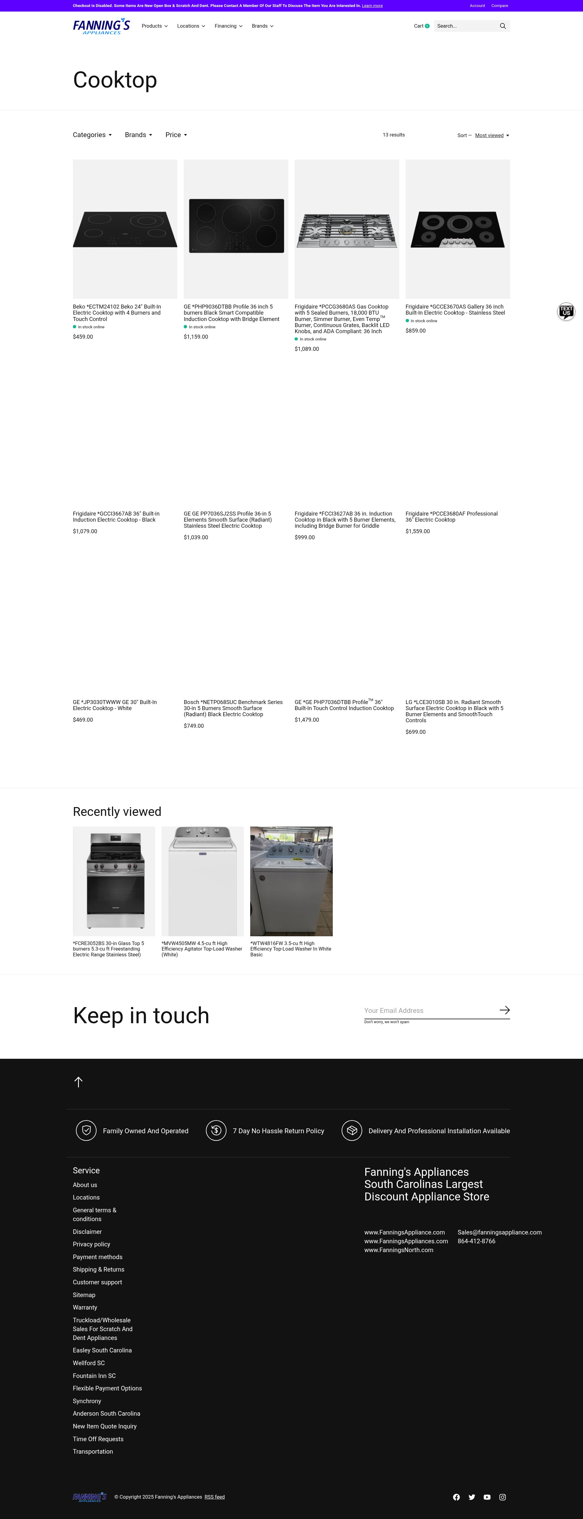 Screenshot of www.fanningsappliance.com