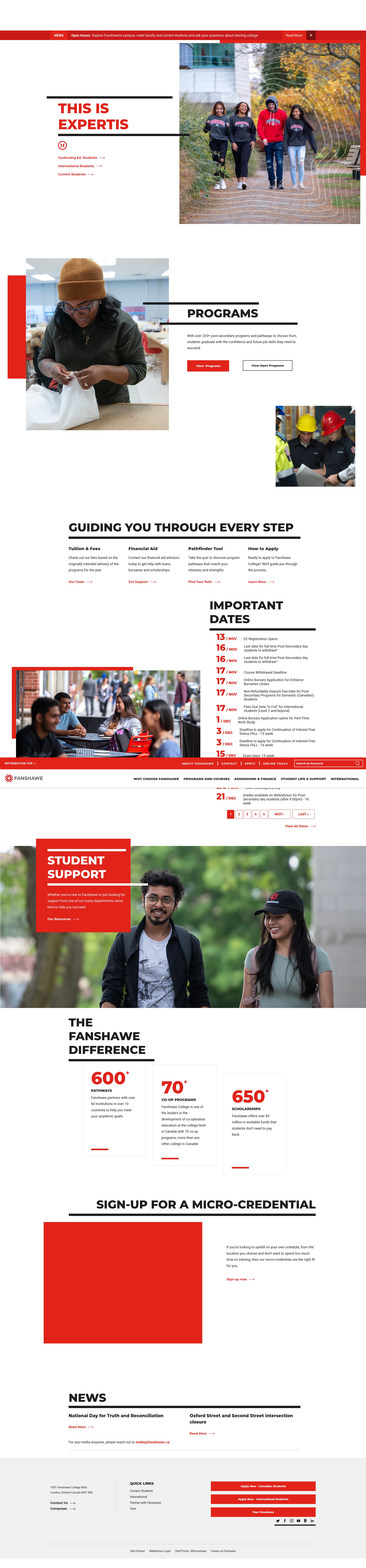 Screenshot of www.fanshawec.ca