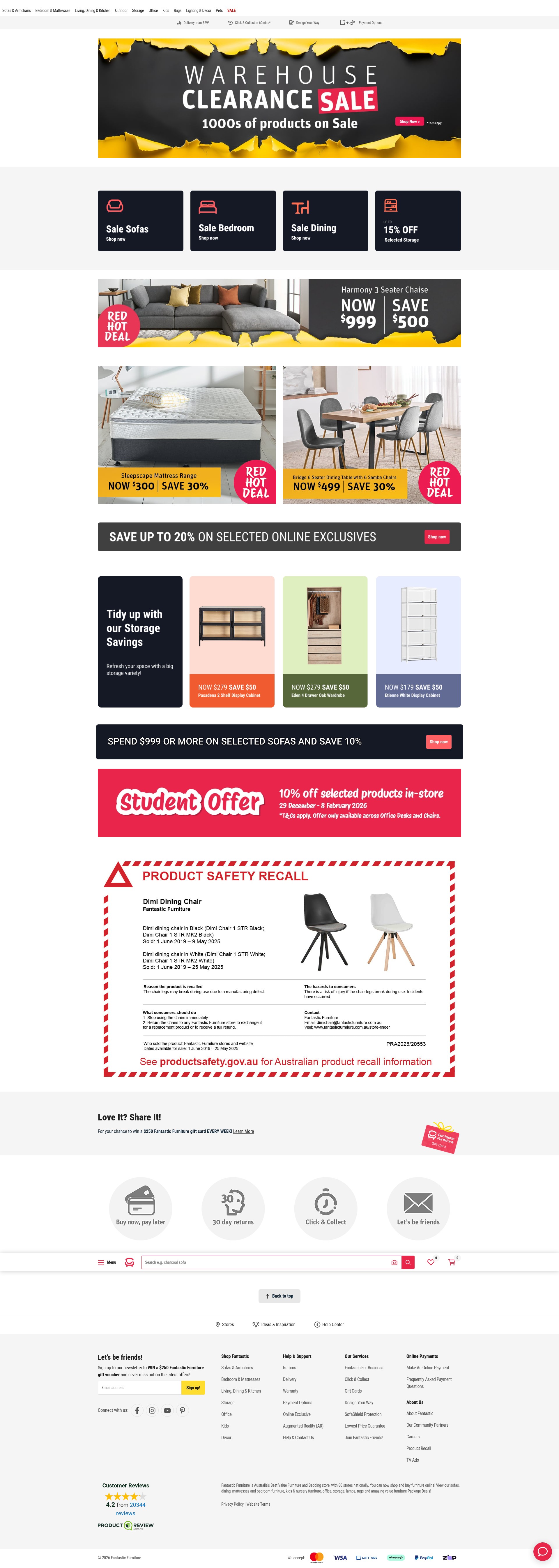 Screenshot of www.fantasticfurniture.com.au