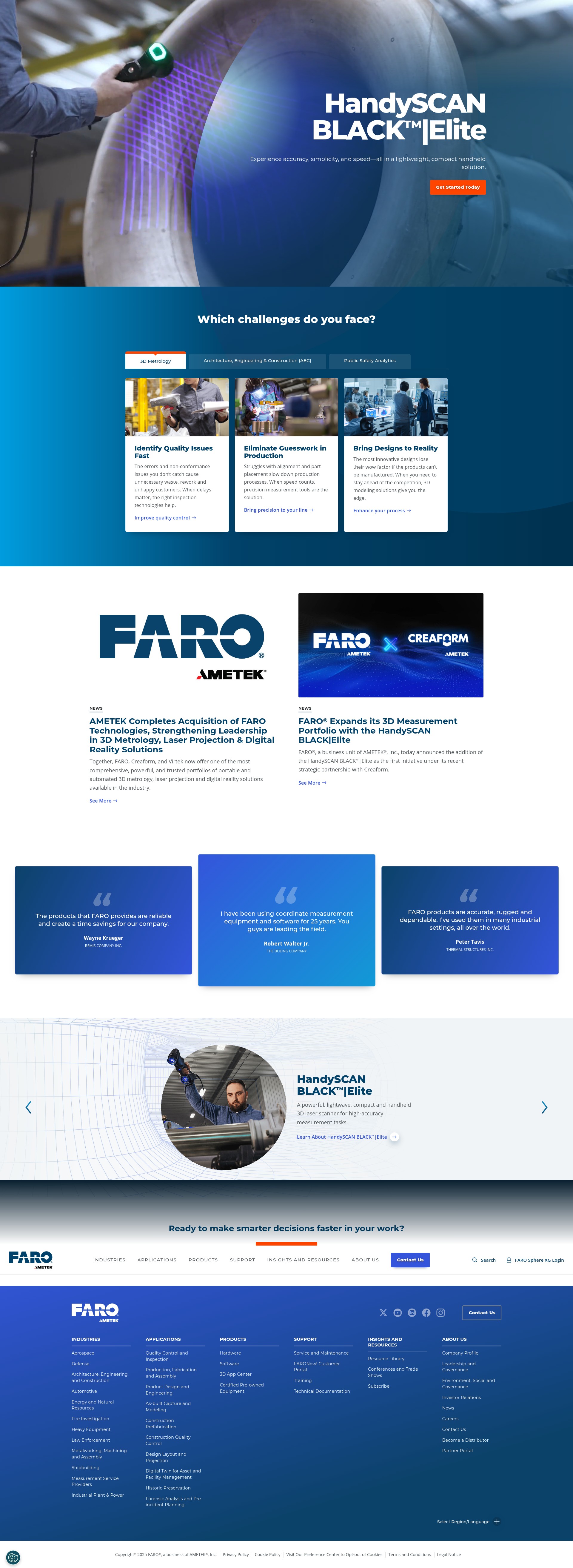 Screenshot of www.faro.com