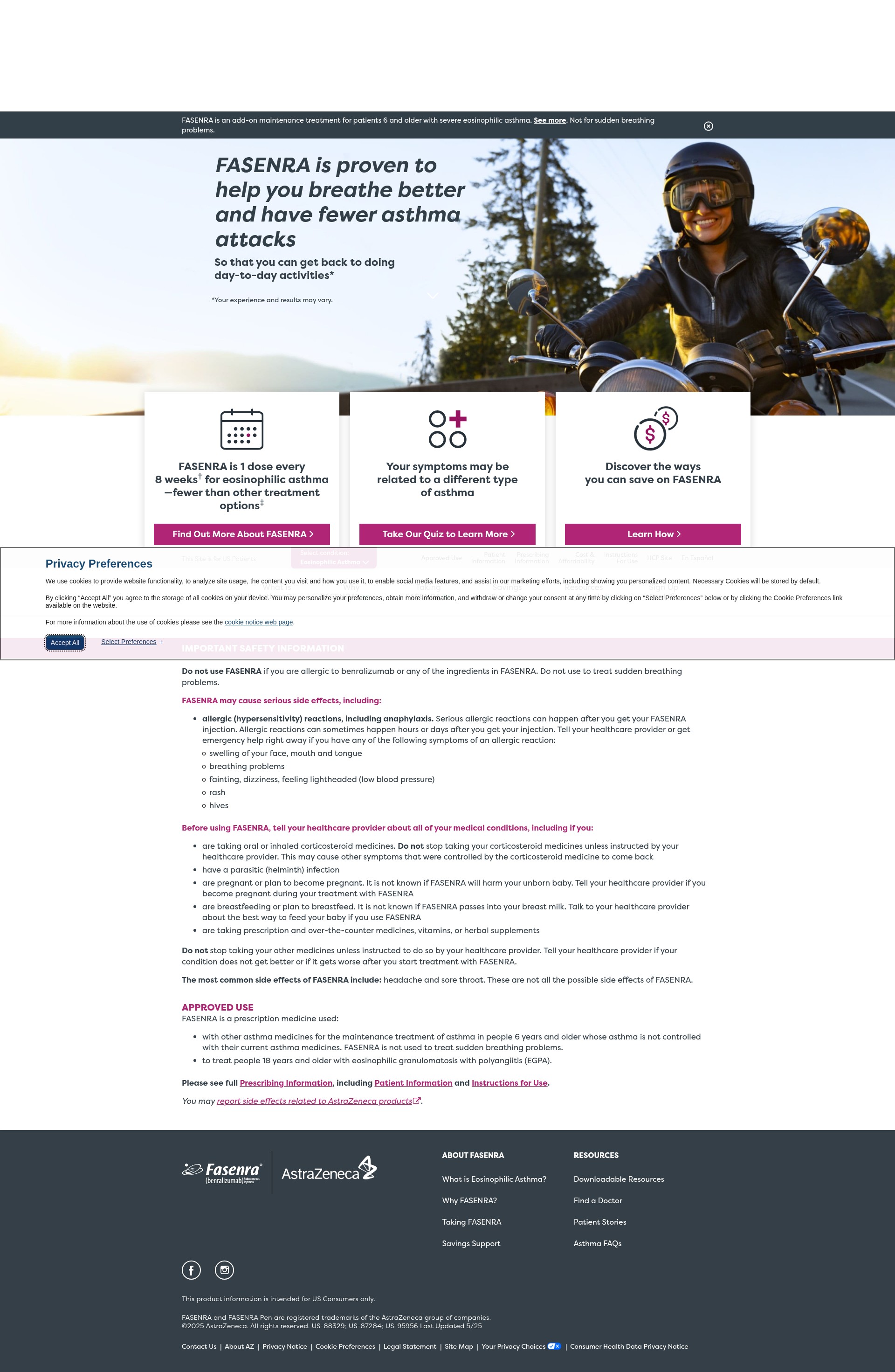 Screenshot of www.fasenra.com