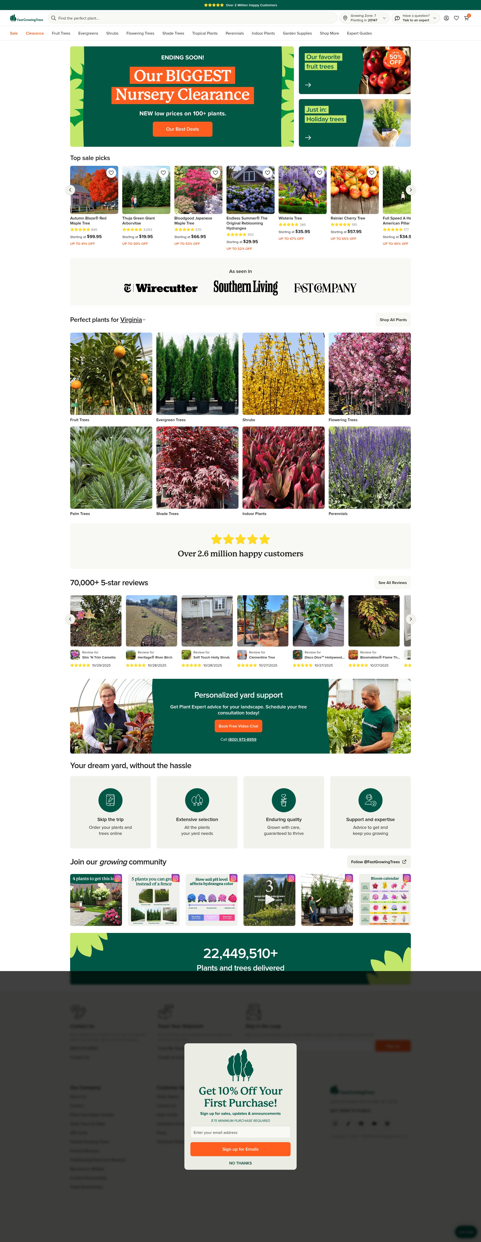 Screenshot of www.fast-growing-trees.com