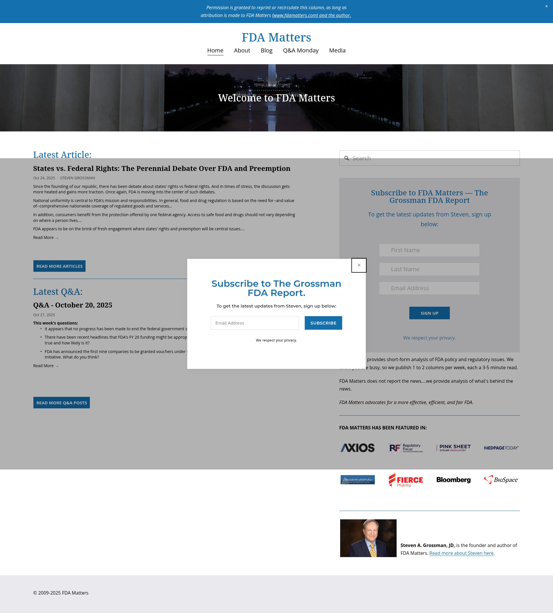Screenshot of www.fdamatters.com