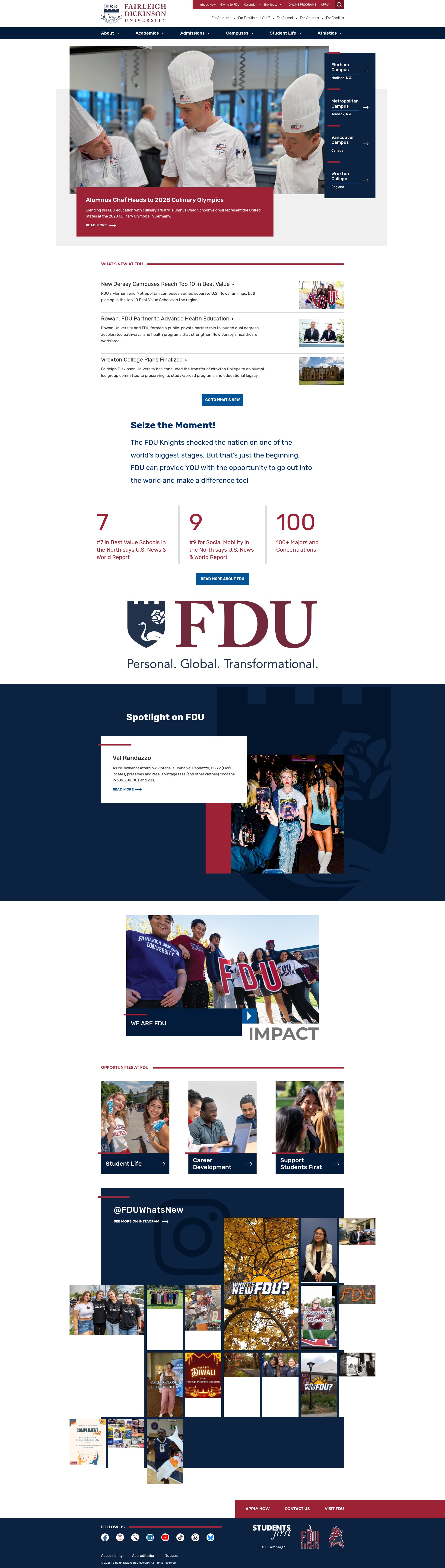 Screenshot of www.fdu.edu