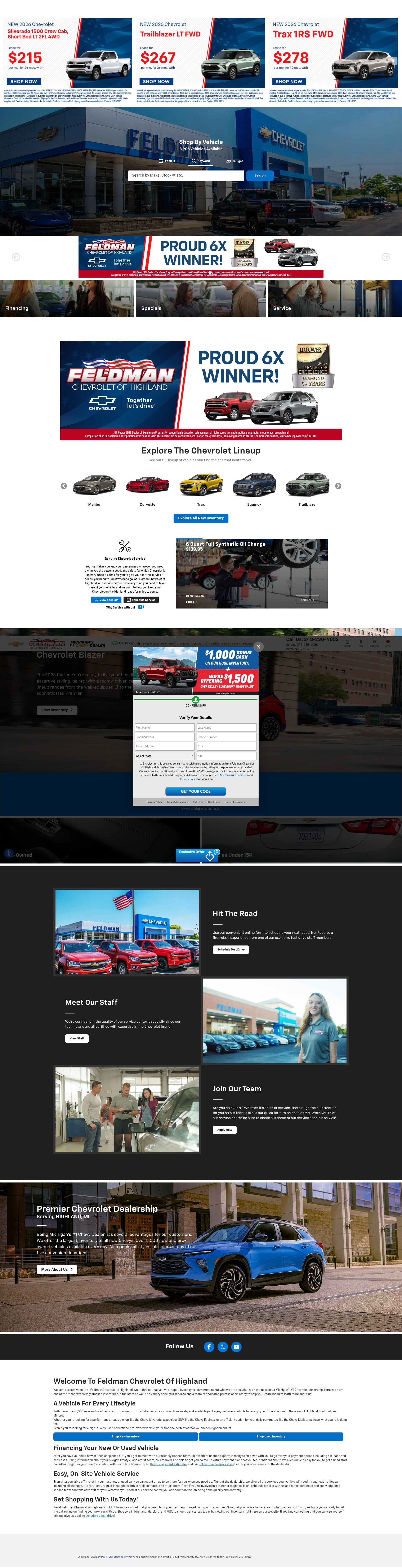 Screenshot of www.feldmanchevyofhighland.com