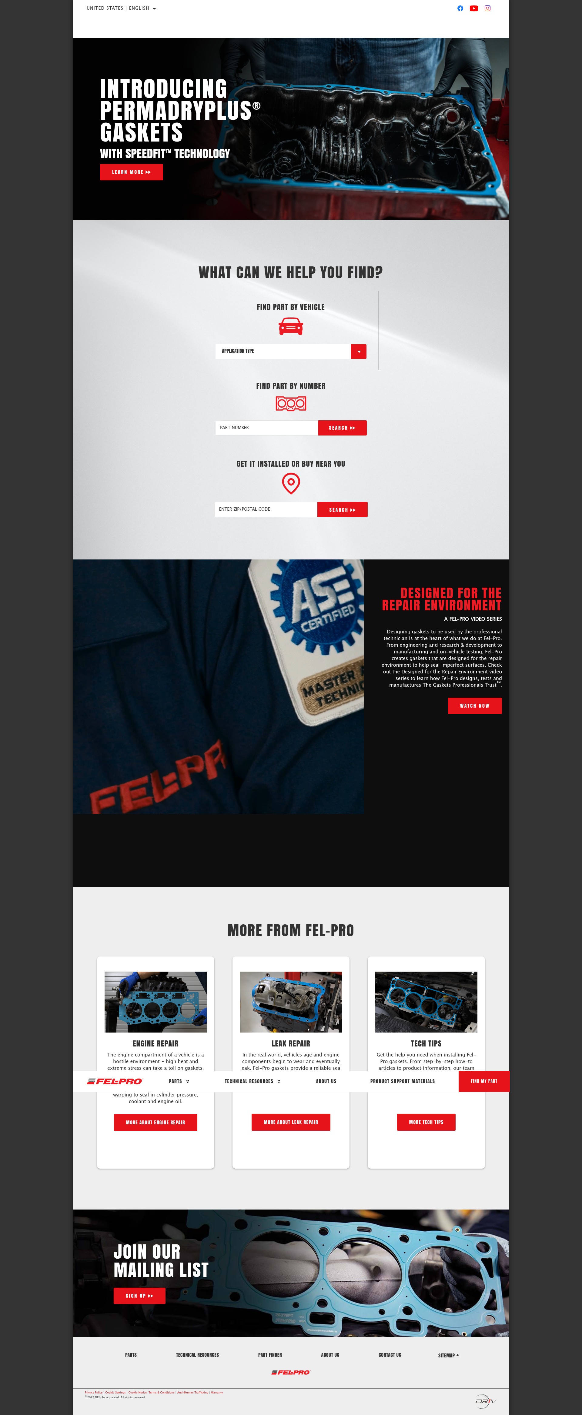 Screenshot of www.felpro.com