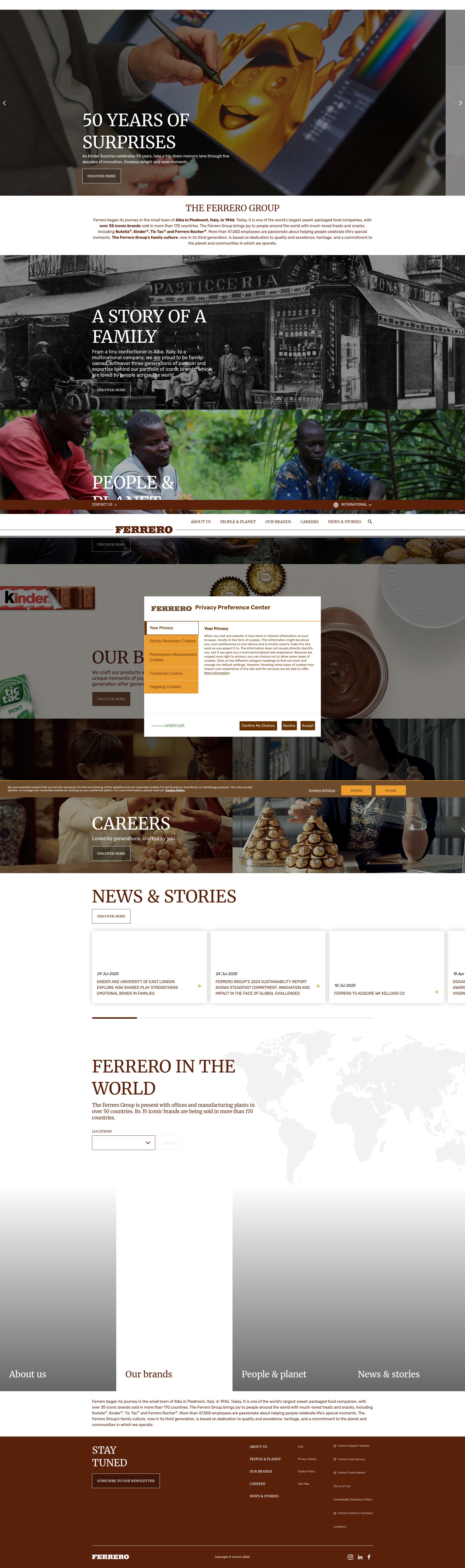 Screenshot of www.ferrero.com