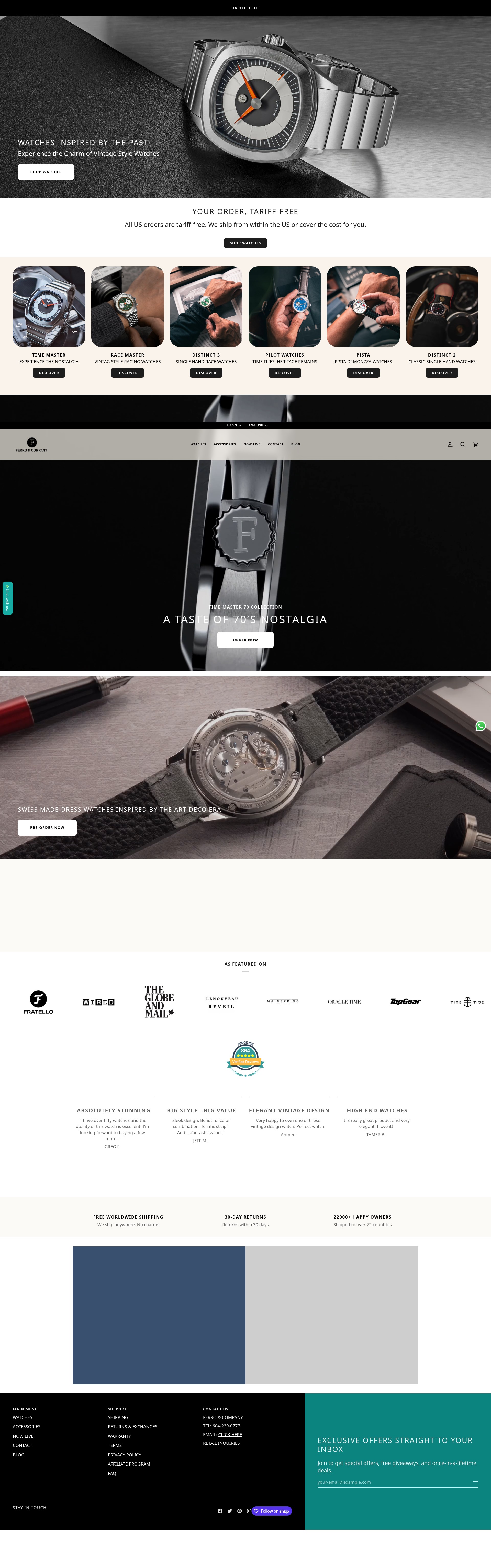 Screenshot of www.ferrowatches.com