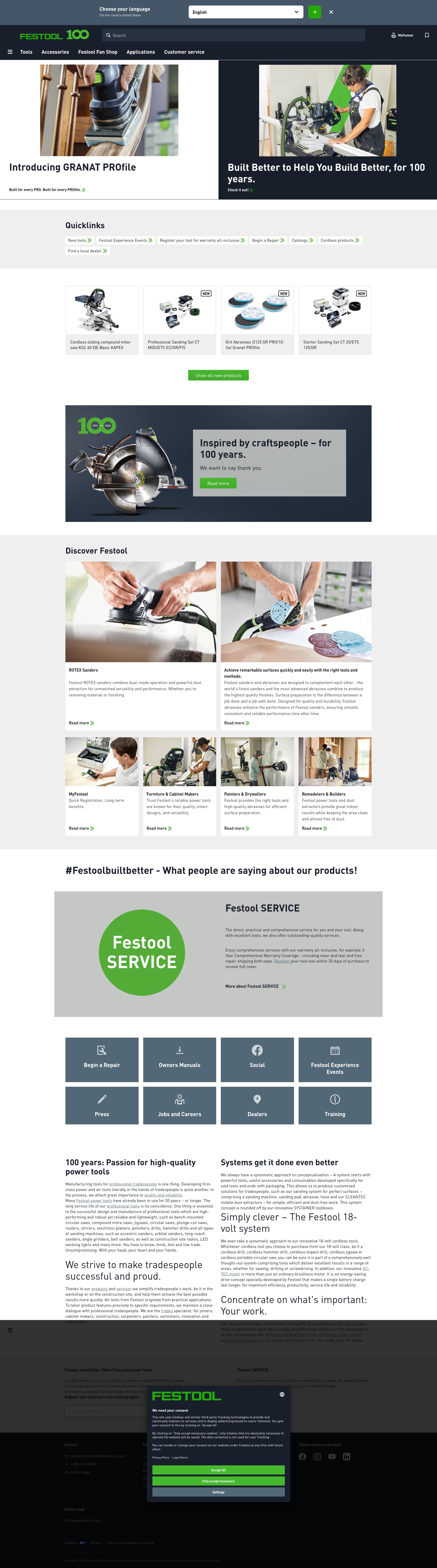 Screenshot of www.festoolusa.com