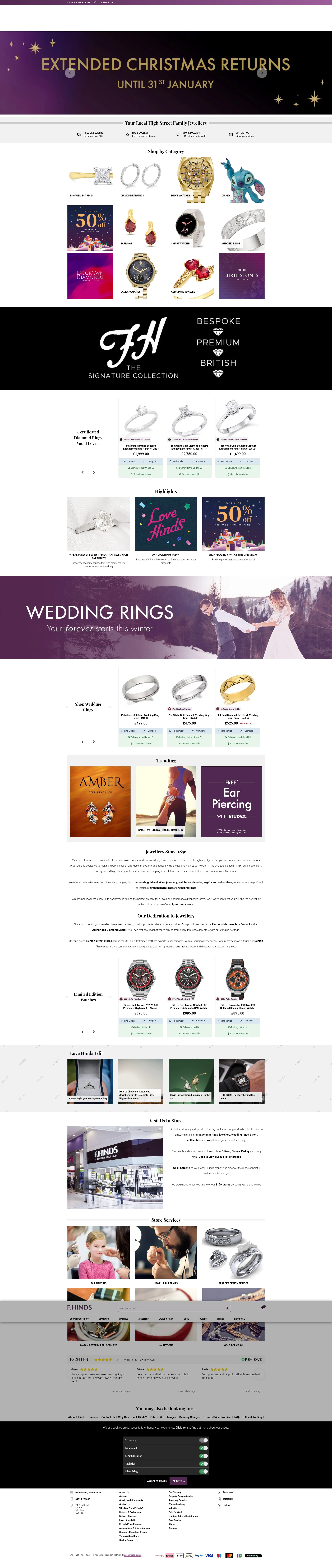 Screenshot of www.fhinds.co.uk