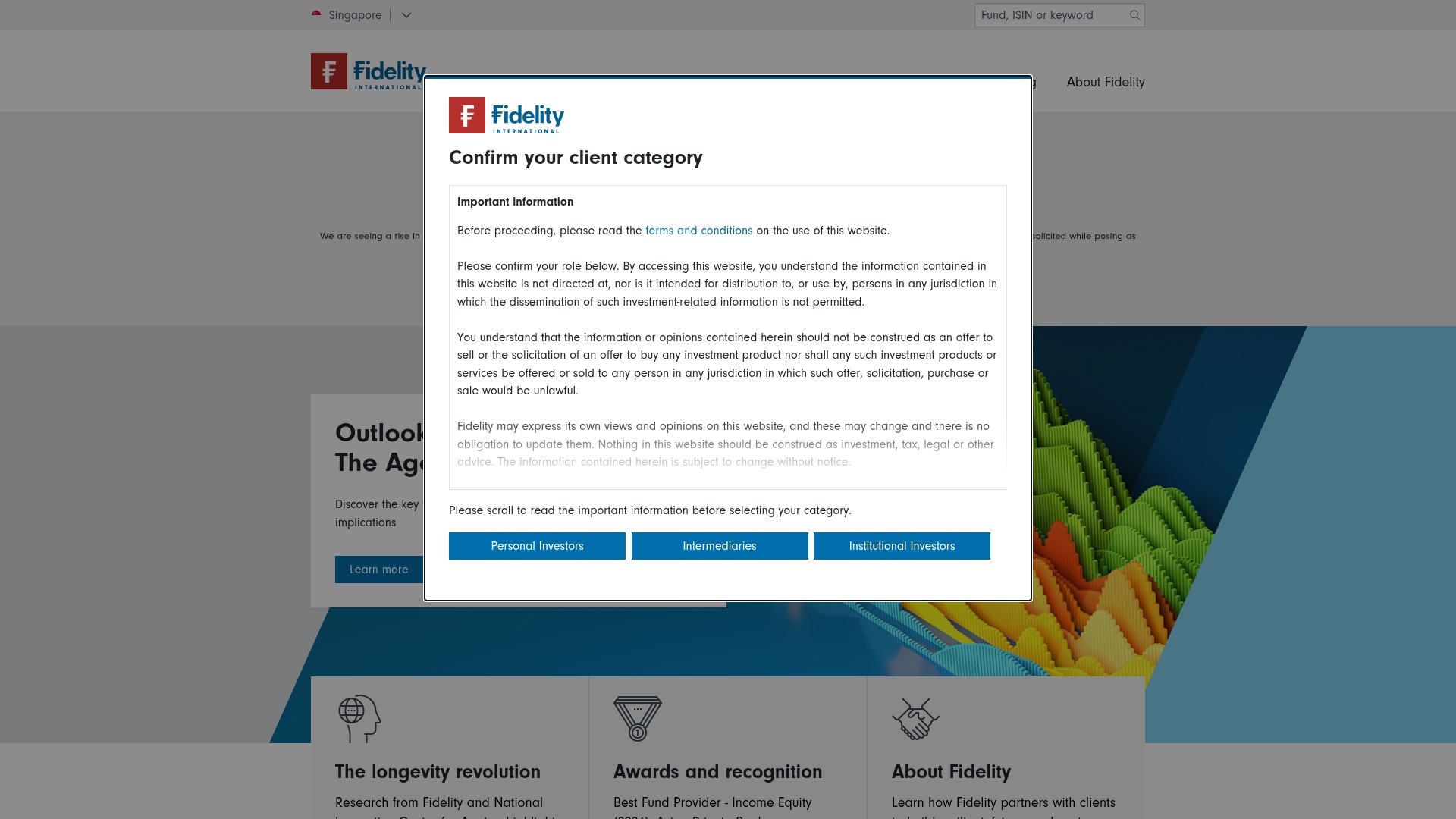 Screenshot of www.fidelity.com.sg