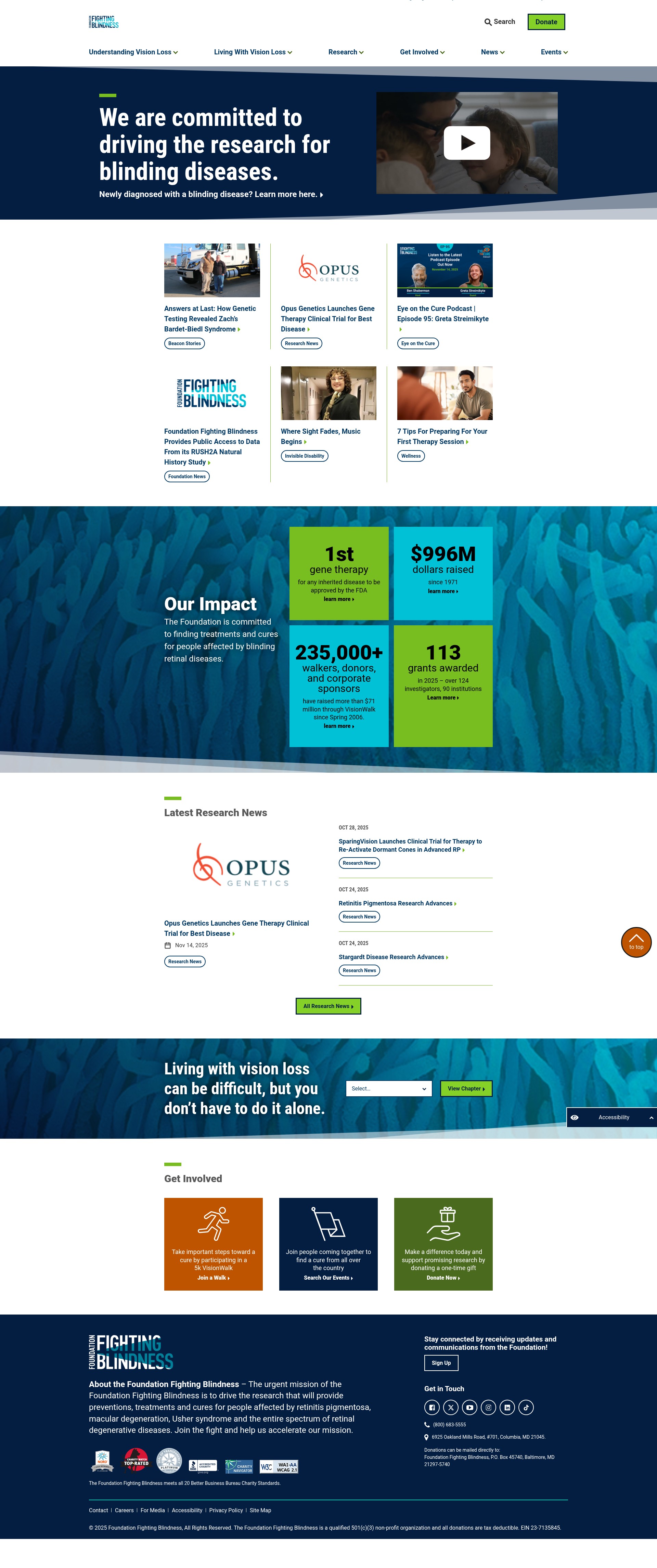 Screenshot of www.fightingblindness.org