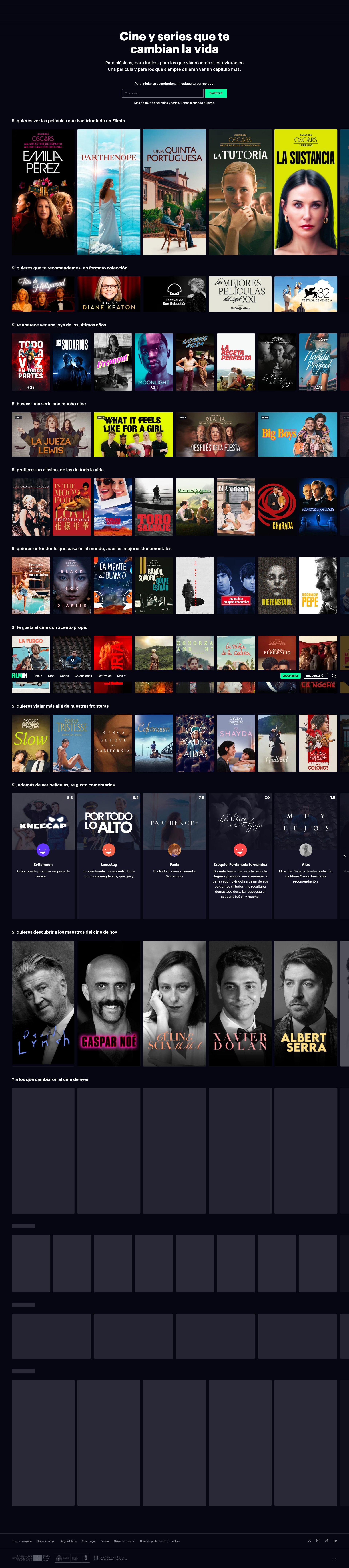 Screenshot of www.filmin.es