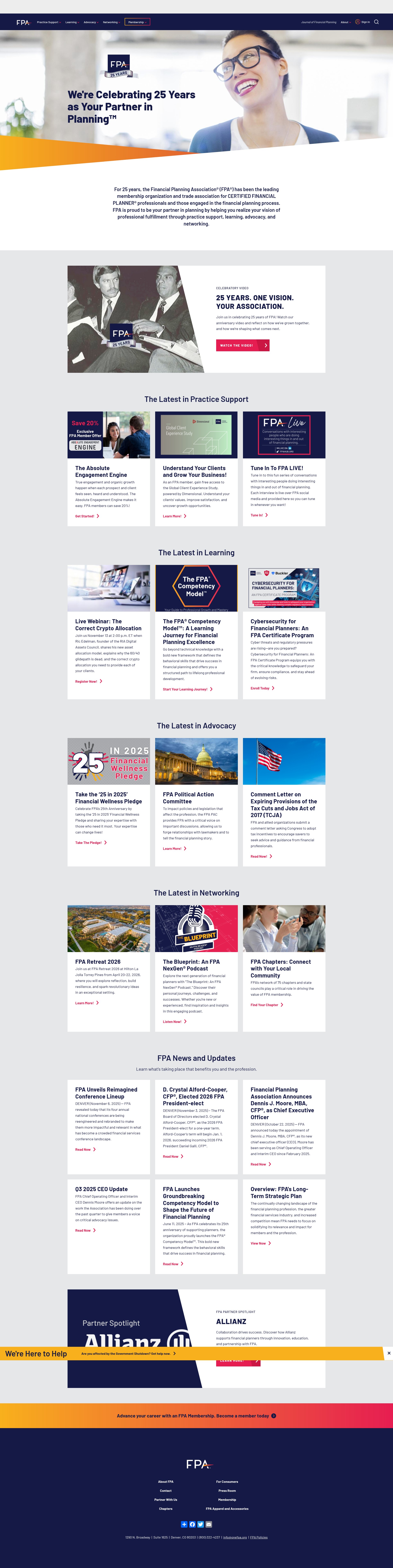 Screenshot of www.financialplanningassociation.org
