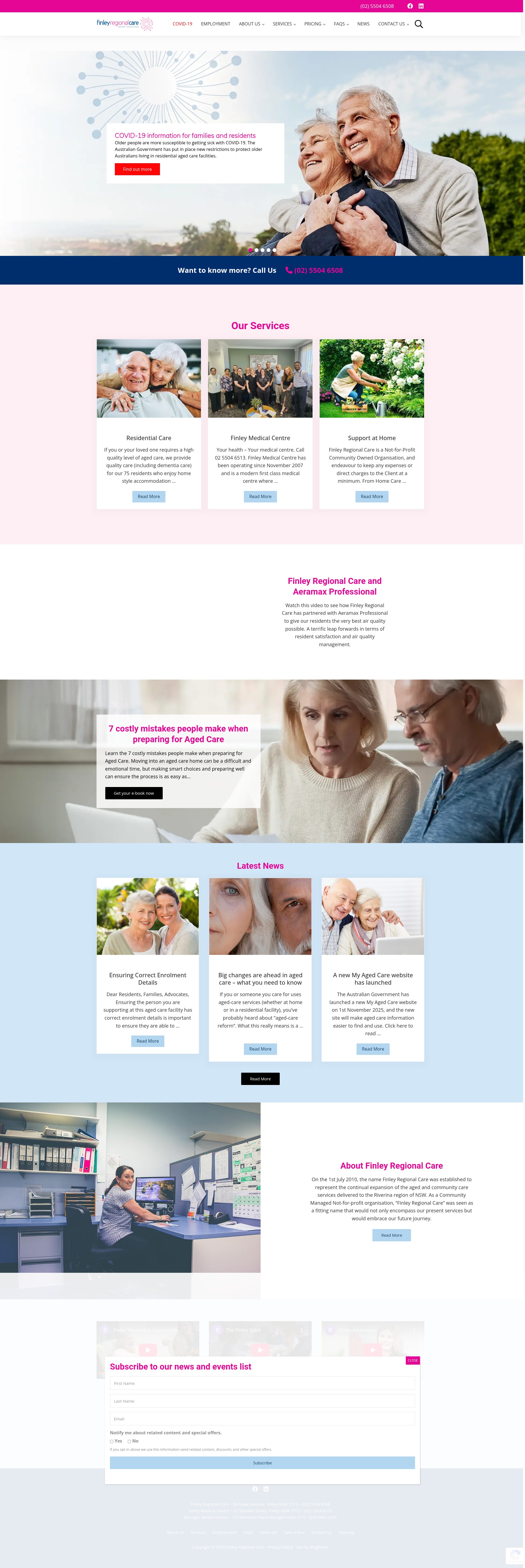 Screenshot of www.finleyregionalcare.com.au