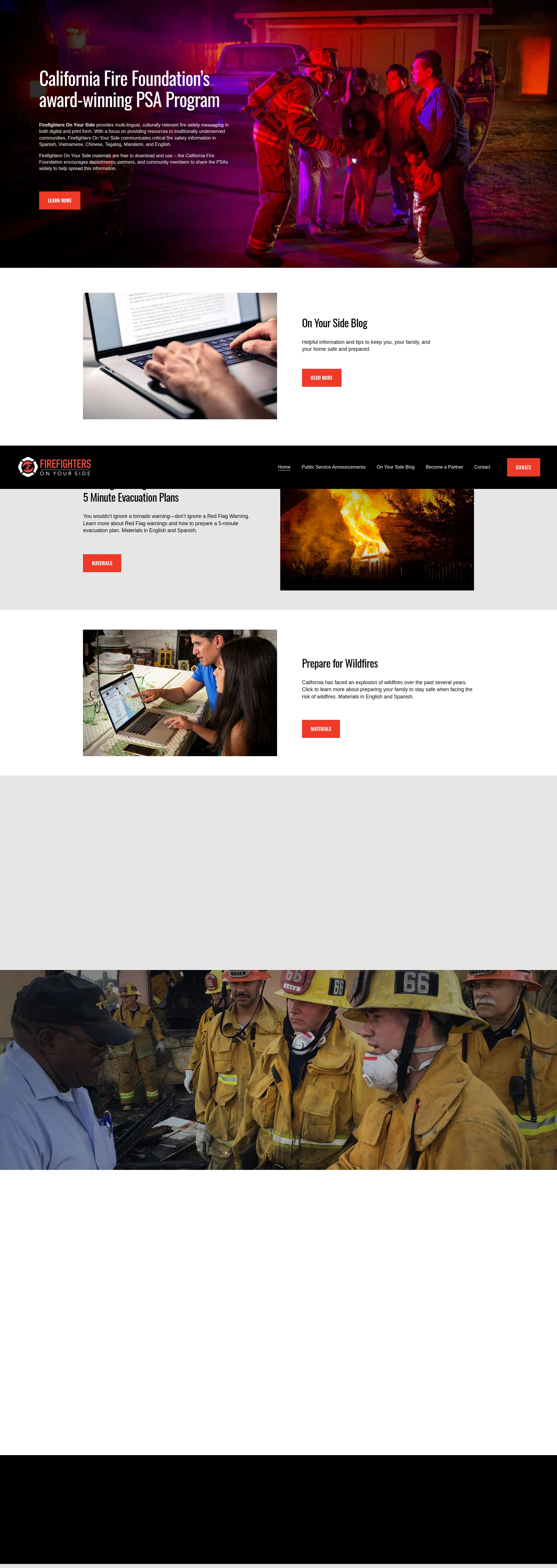 Screenshot of www.firefightersonyourside.org