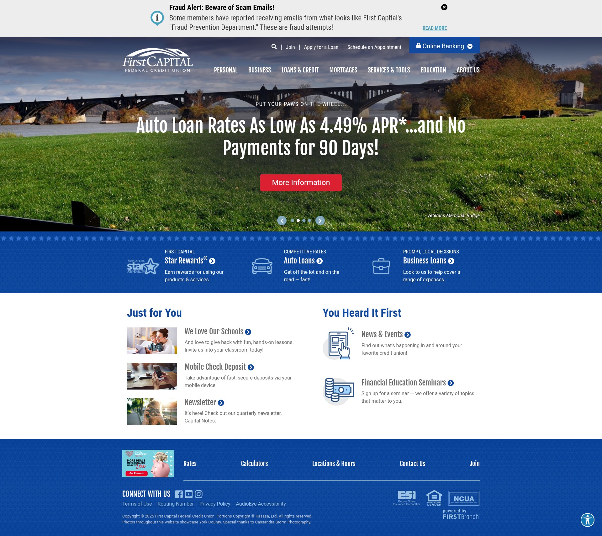 Screenshot of www.firstcapitalfcu.com