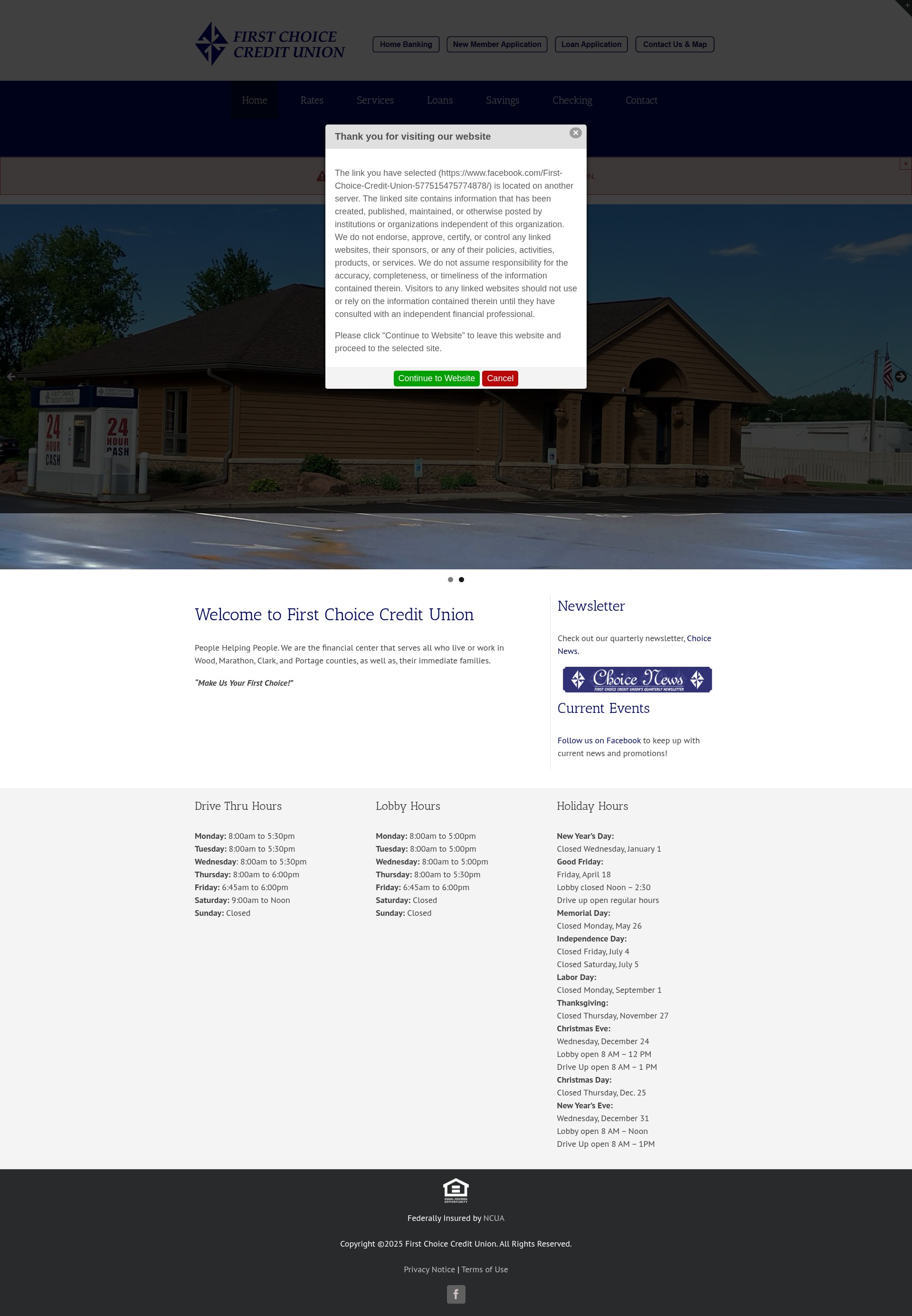 Screenshot of www.firstchoicecreditunion.com