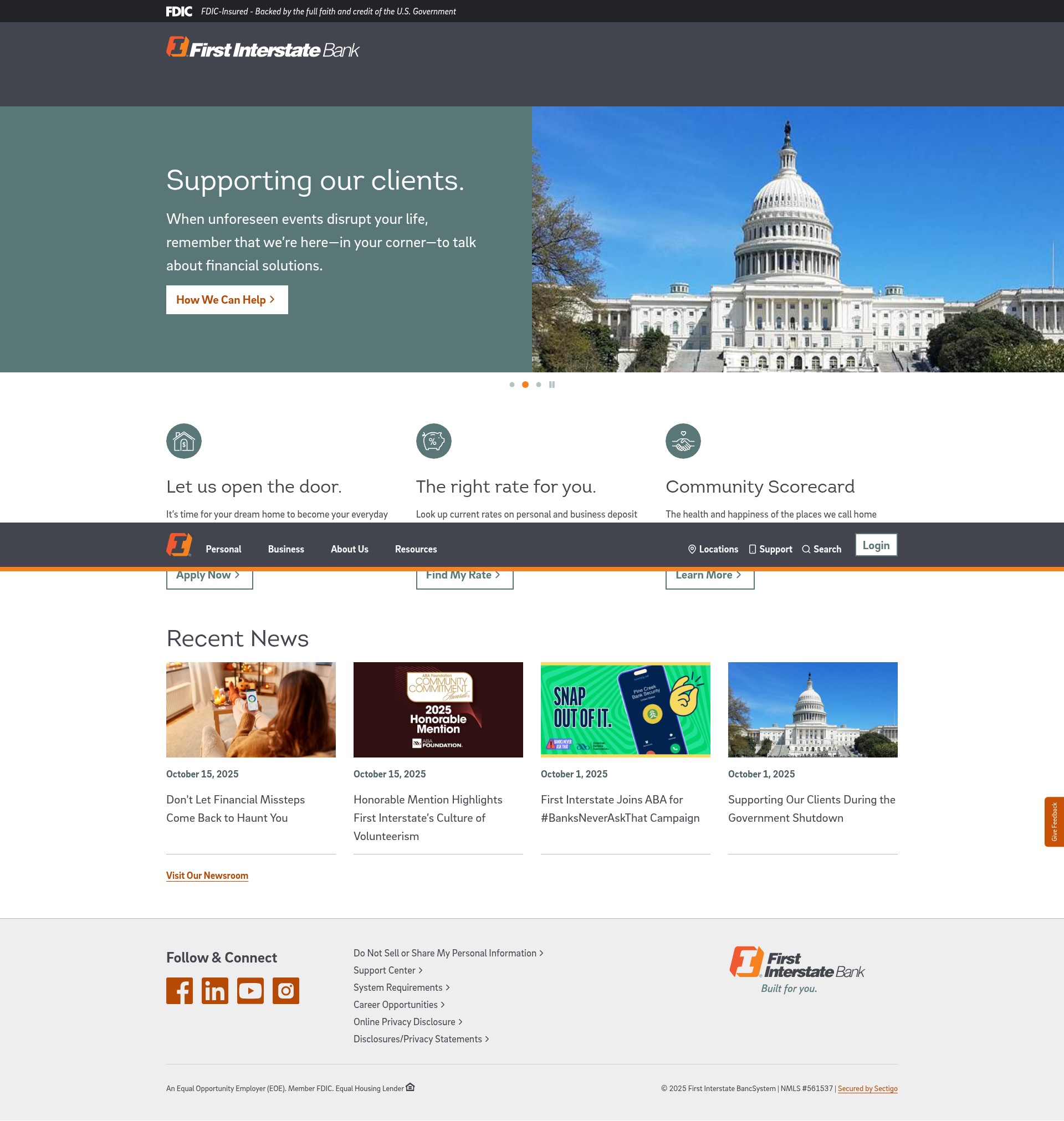 Screenshot of www.firstinterstatebank.com