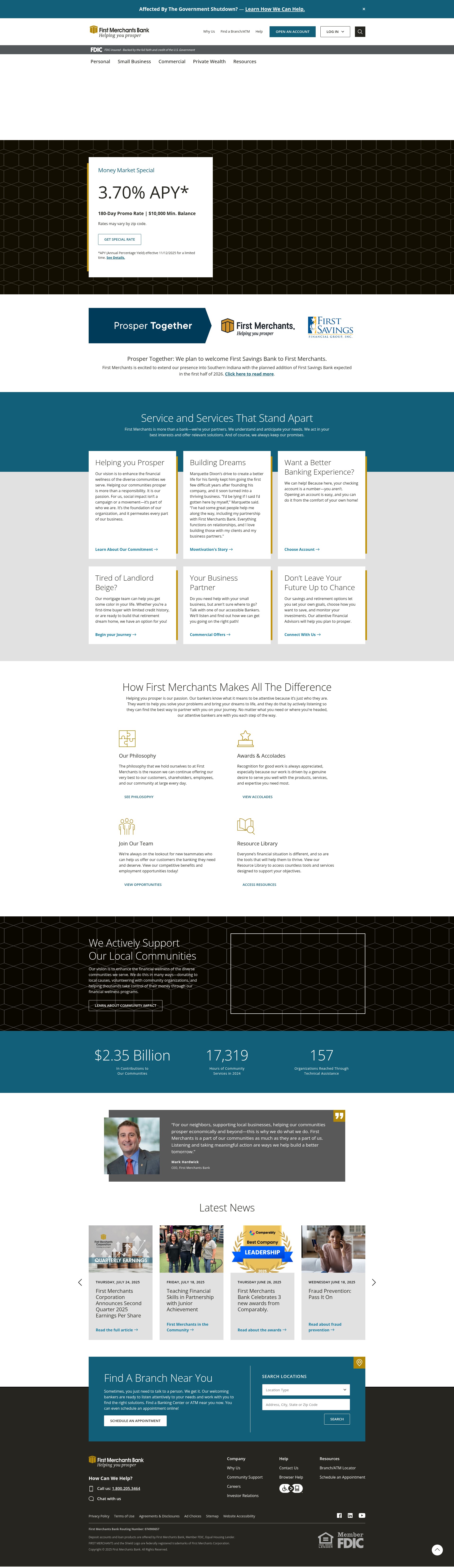 Screenshot of www.firstmerchants.com