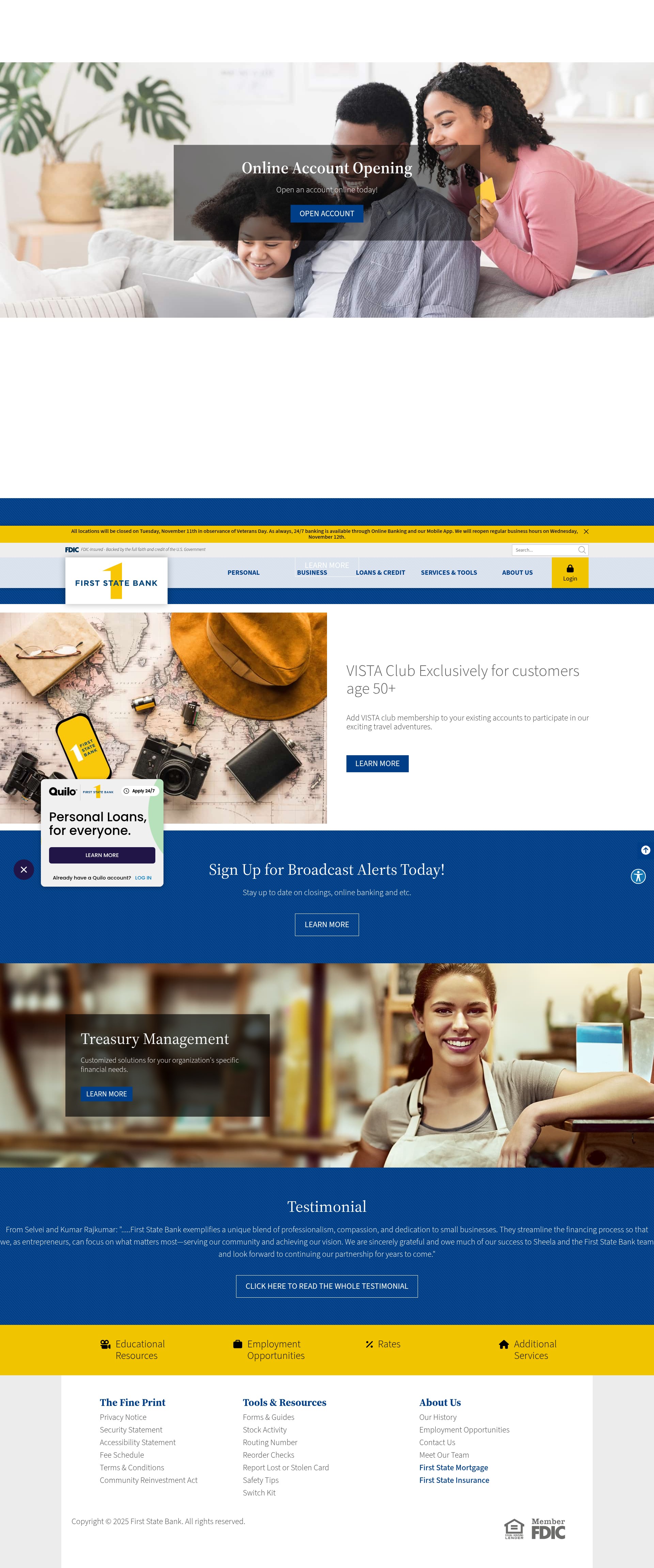 Screenshot of www.firststatebank.biz