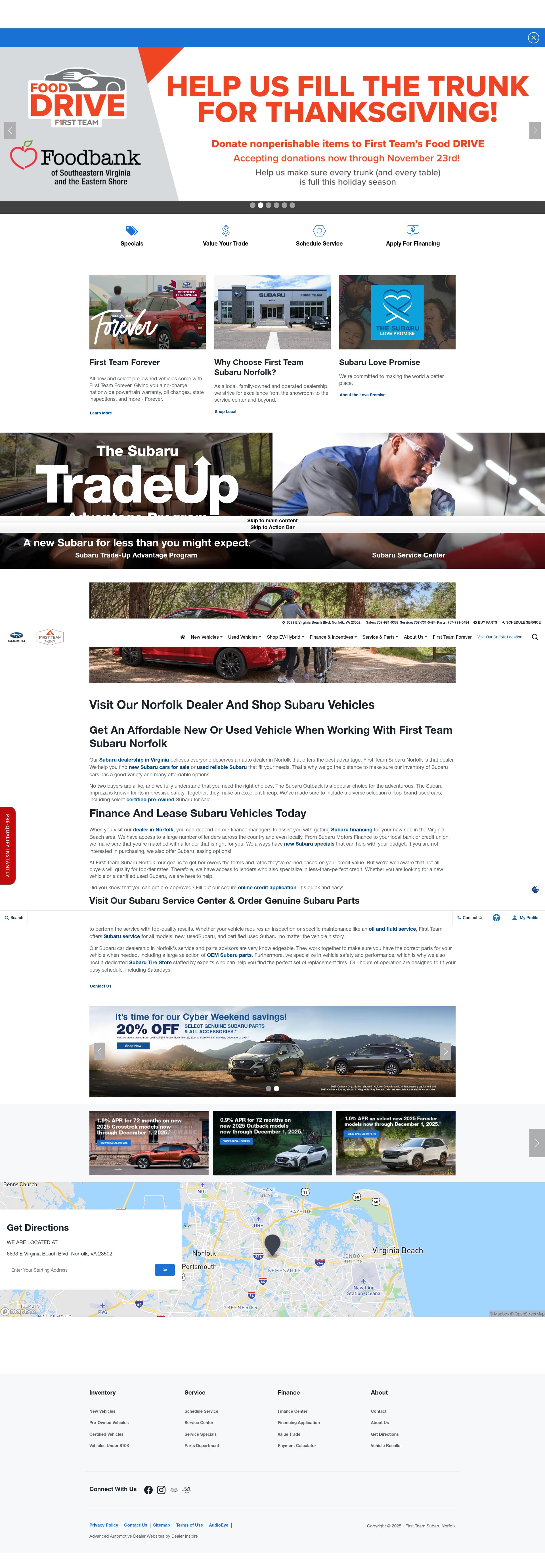 Screenshot of www.firstteamsubarunorfolk.com