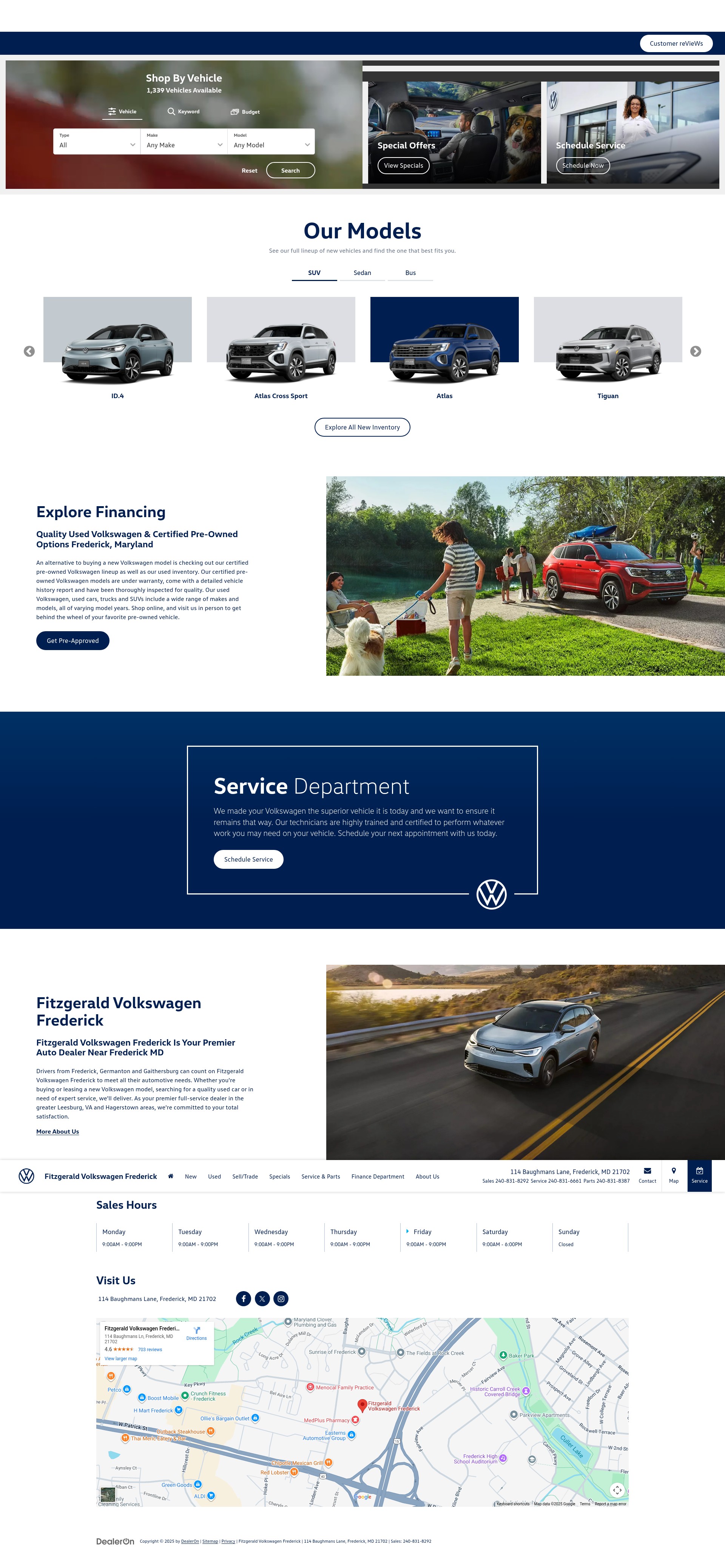 Screenshot of www.fitzgeraldvwfrederick.com