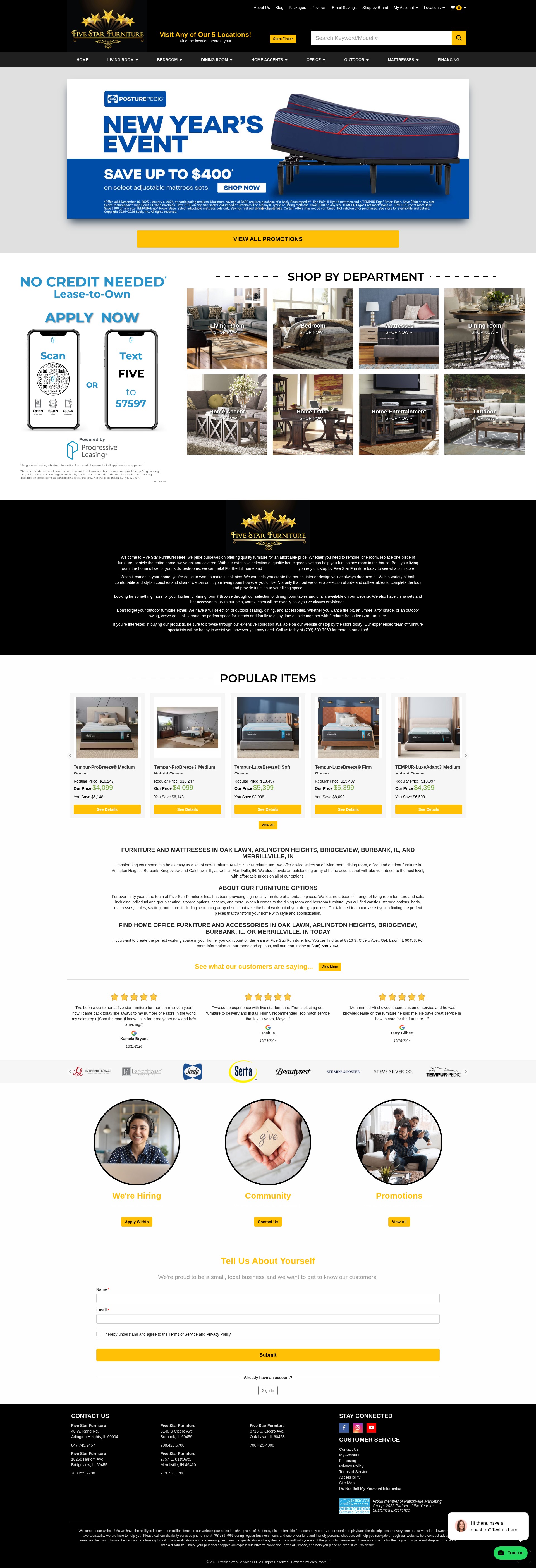 Screenshot of www.fivestarfurniturestore.com