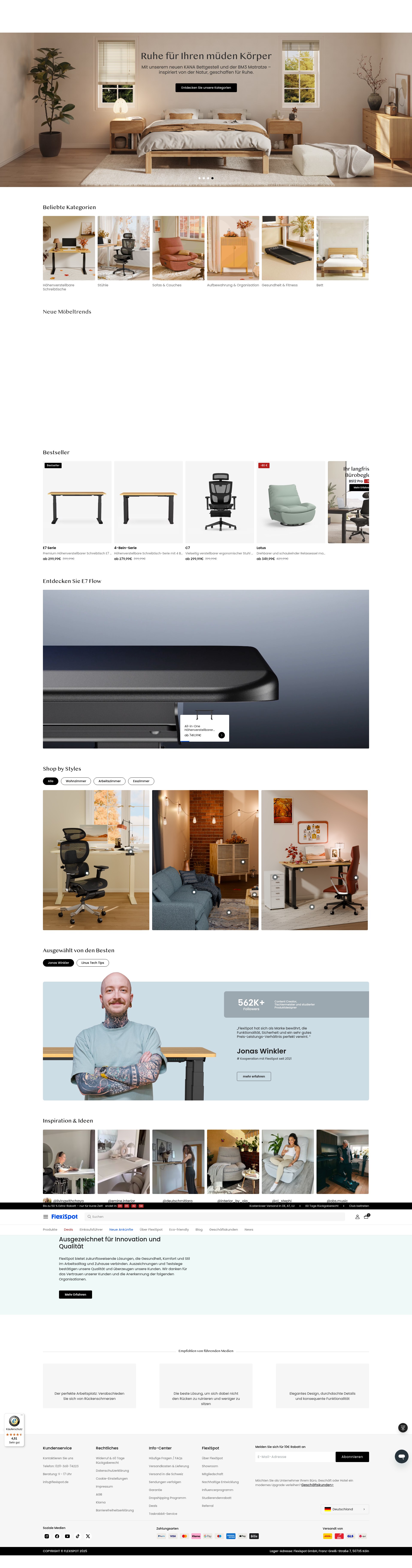 Screenshot of www.flexispot.de