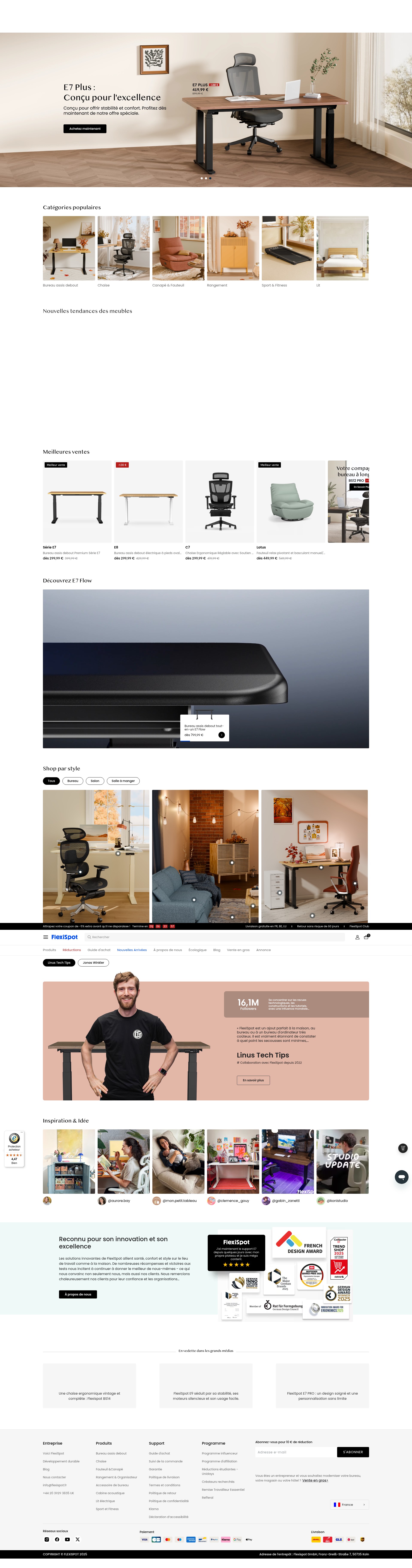 Screenshot of www.flexispot.fr